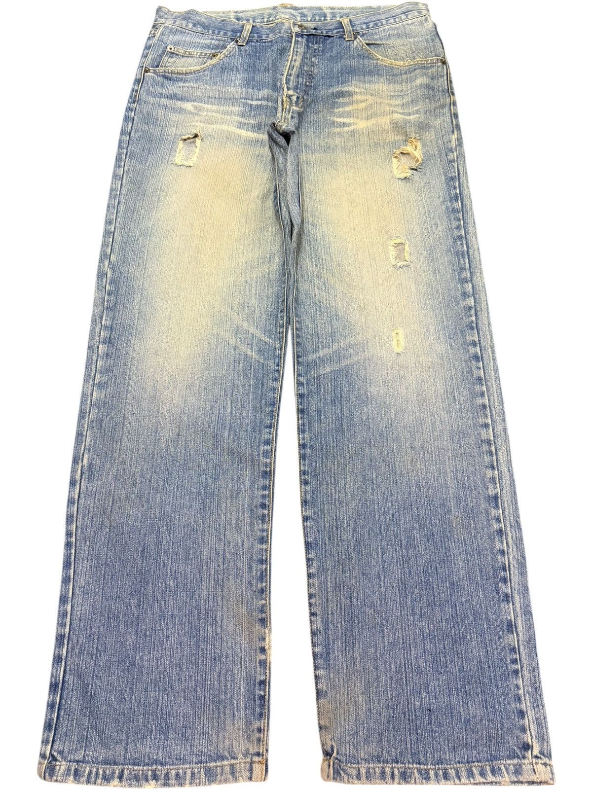 Edwin Unbranded Faded Wash Distressed Loose Jeans Size 34" / US 12 / IT 48 - 1 Thumbnail