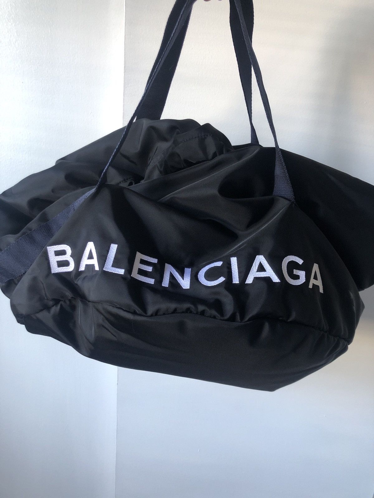 image of Balenciaga Nylon Wheel Weekender in Black, Men's
