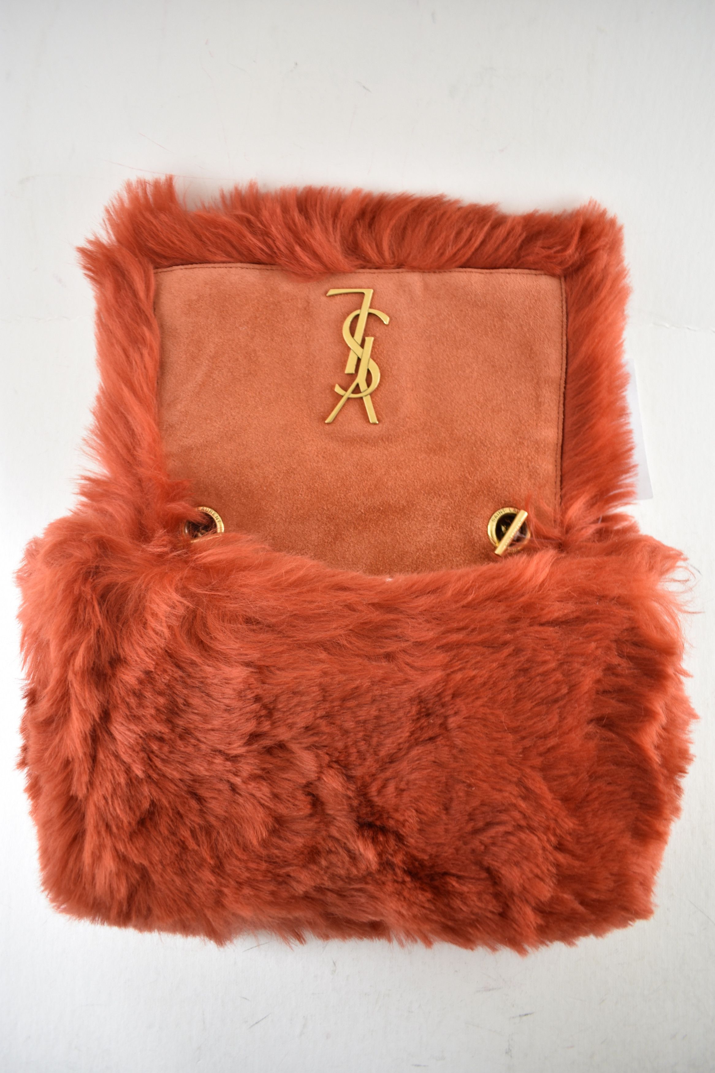 Saint Laurent Paris Small Kate YSL Logo Reversible Faux Fur Suede Shoulder Bag Size ONE SIZE - 9 Thumbnail