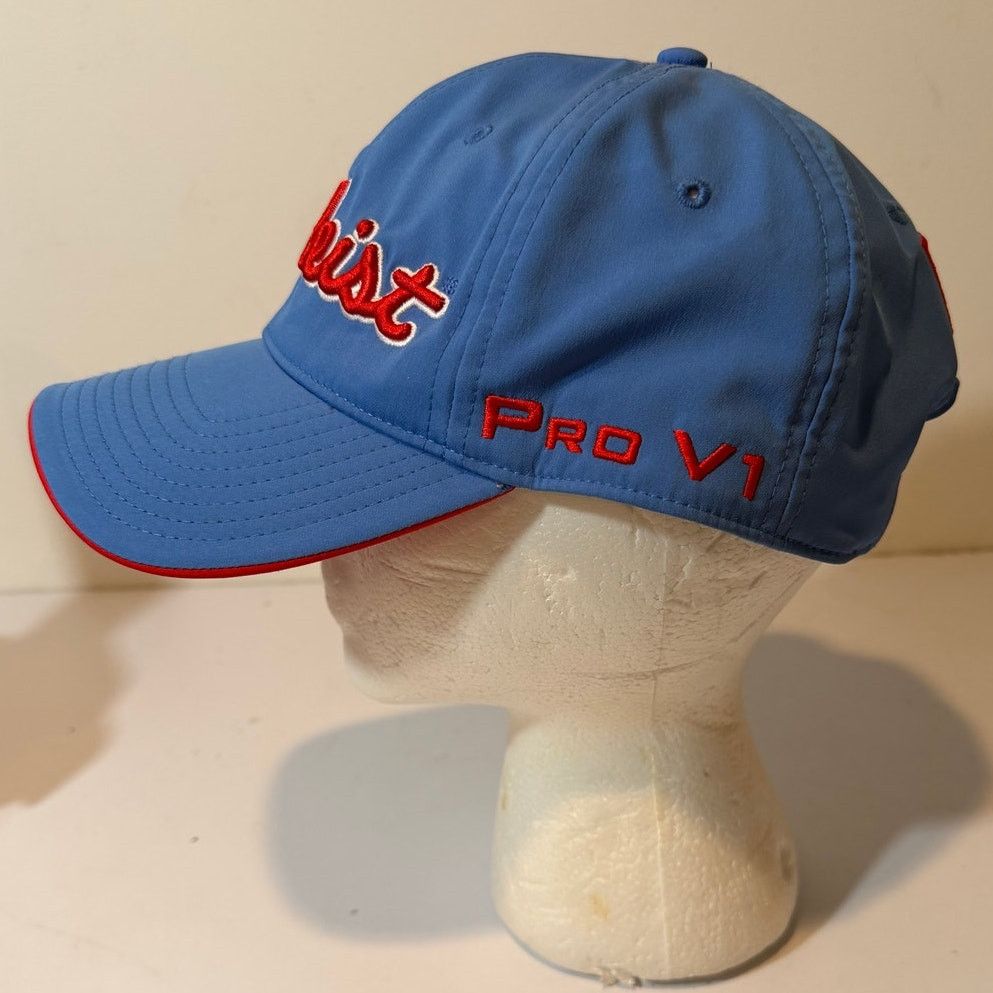 Titleist Titlest Foot Joy FJ Golf Hat Light Blue Red Adjustable Pro Size ONE SIZE - 6 Thumbnail