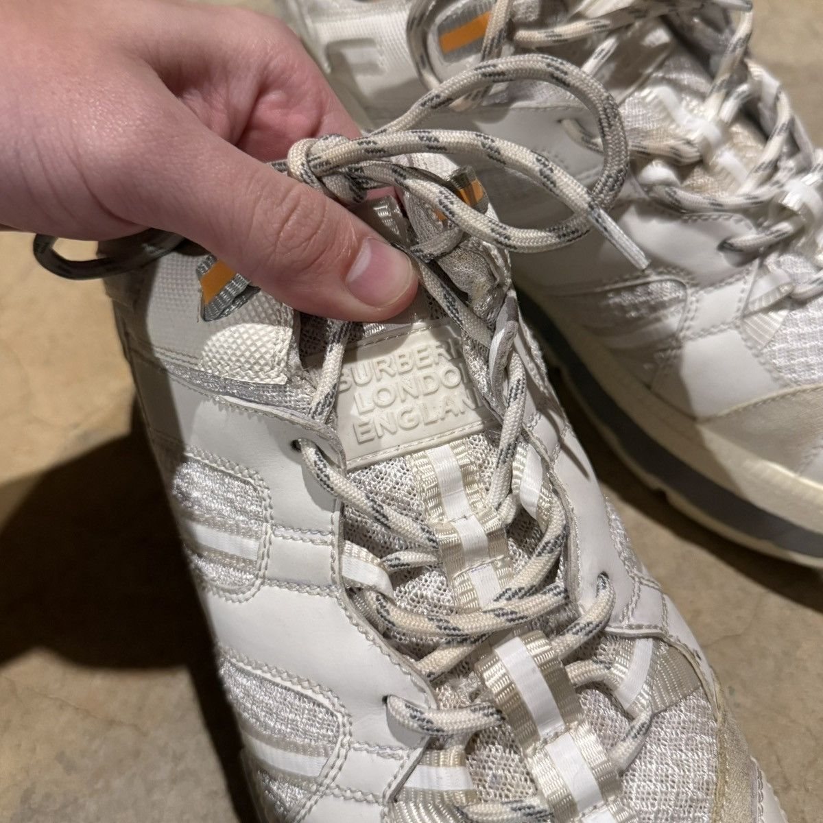 Burberry Burberry Union Mesh Leather Sneakers White US 12 Size US 12 / EU 45 - 12 Thumbnail