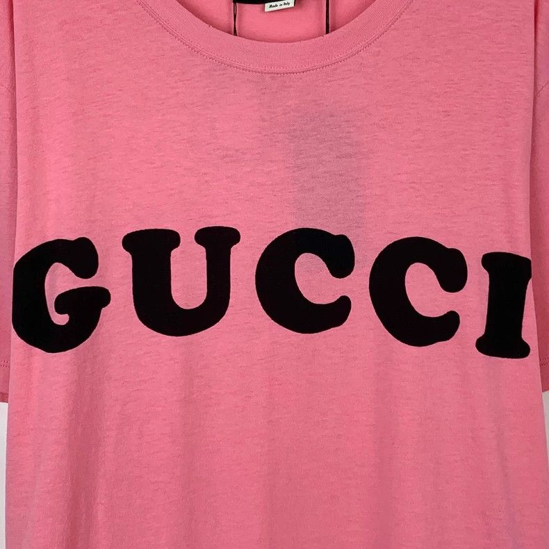 Gucci Gucci Pink logo printed round-neck cotton short-sleeved T-s Size US S / EU 44-46 / 1 - 4 Thumbnail