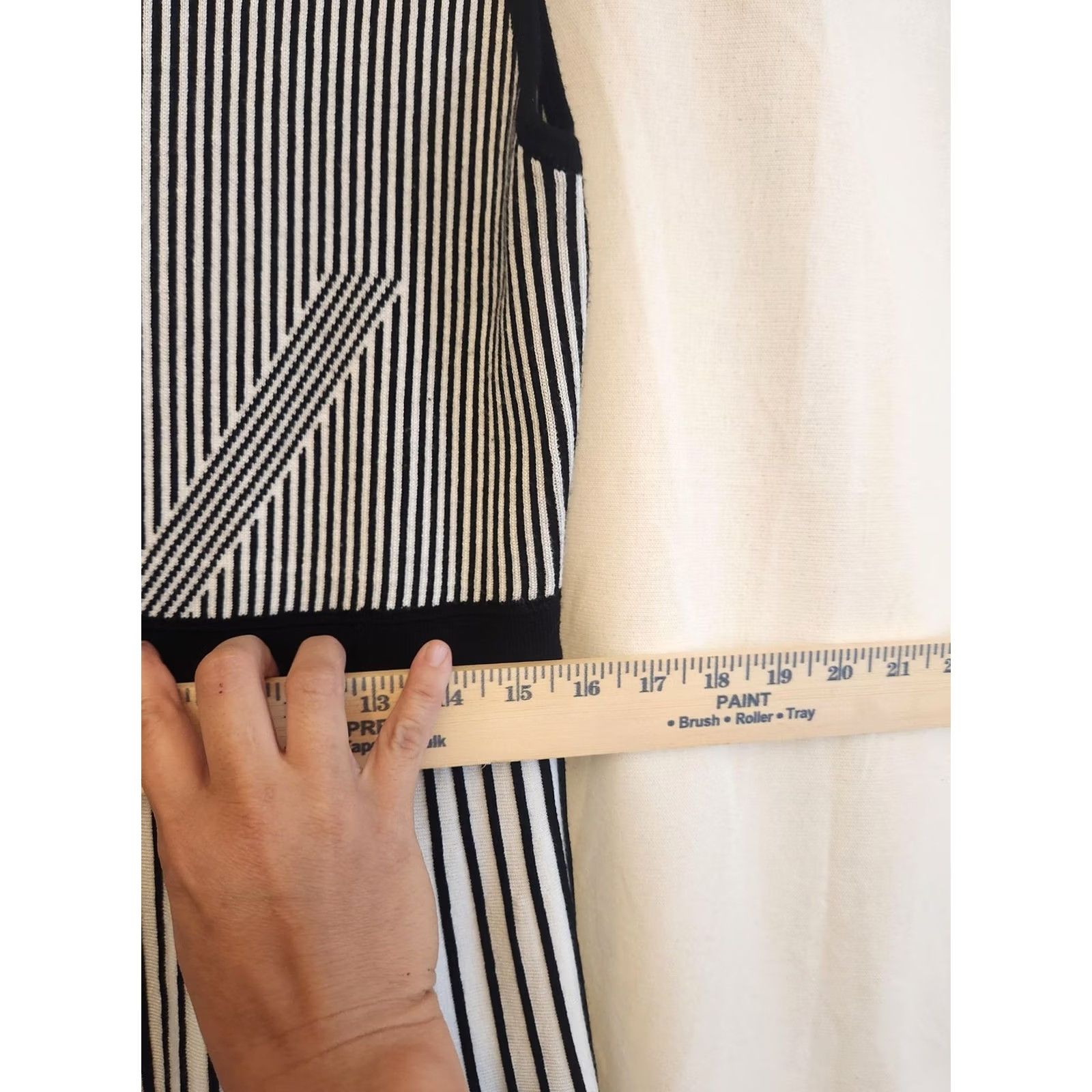 Vintage Lane Bryant Dress Womens 1X White Stripe Knit Sleeveless Fit Flare Knee Length Size XL / US 12-14 / IT 48-50 - 5 Thumbnail