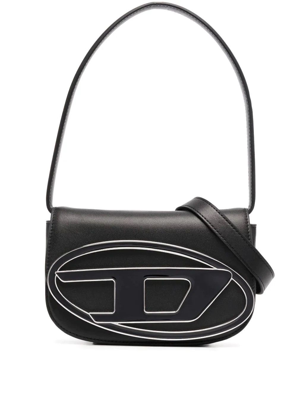 image of Diesel Nappa Leather 1Dr Iconic Shoulder Bag in Black, Men's
