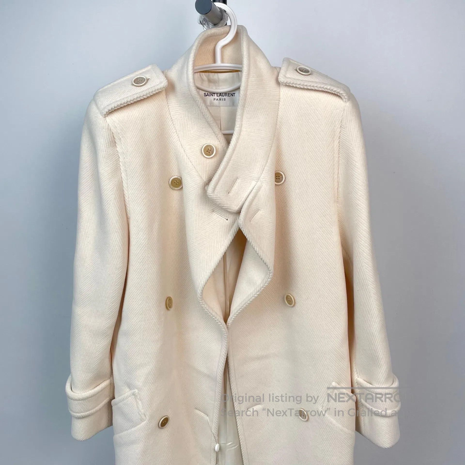 Saint Laurent Paris Saint Laurent Paris Beige oversized double-breasted long w Size XS / US 0-2 / IT 36-38 - 3 Thumbnail