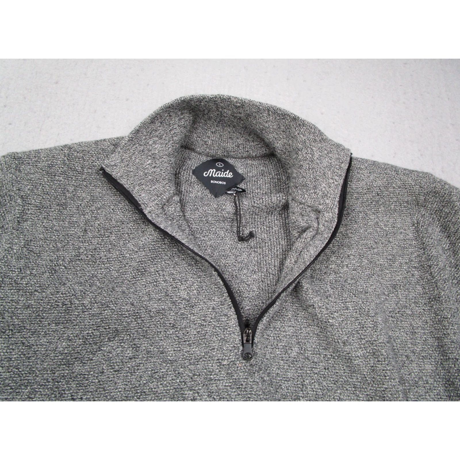 Bonobos Bonobos Mens Sweater Casual Knit 1/4 Zip Long Sleeve Gray Large Adult Pullover Golf Weathered-Style Embroidered Logo Shirt Men Size US L / EU 52-54 / 3 - 3 Thumbnail