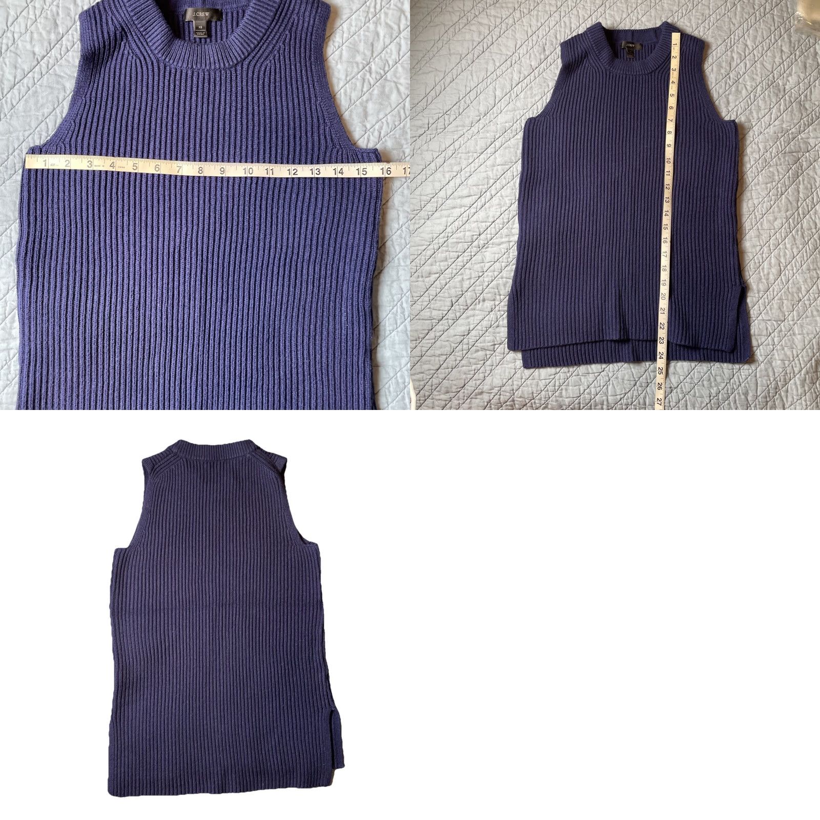 J.Crew VINTAGE J. Crew Sweater Women XS Tunic Vest merino wool blend knit Preppy Blue Old Money Size XS / US 0-2 / IT 36-38 - 8 Thumbnail