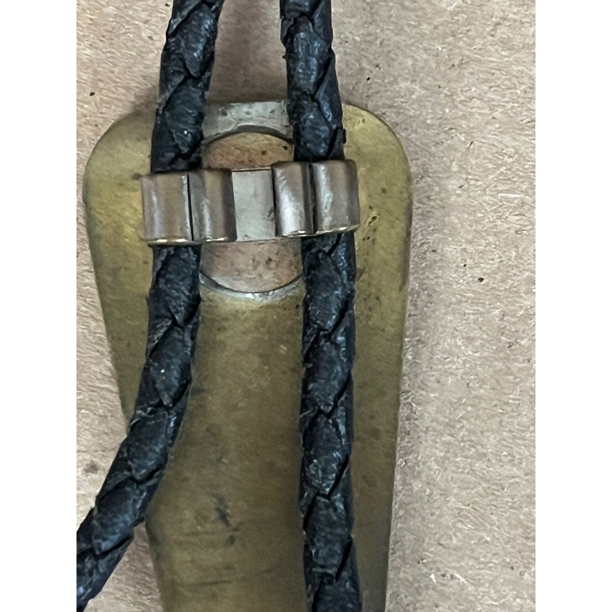 Other Handcrafted Wood & Brass Bolo Tie With Turquoise Inlay Size 36 - 8 Thumbnail