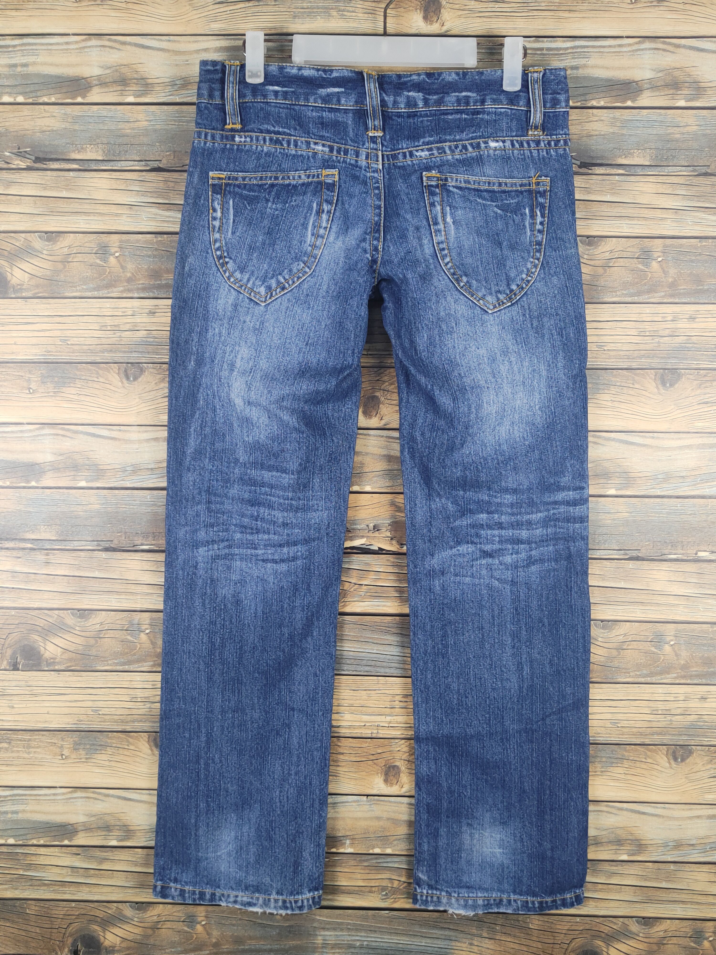 Japanese Brand W.a.z.p Dark Blue Distressed Ripped denim Jeans #W1613 Size 30" / US 8 / IT 44 - 7 Thumbnail