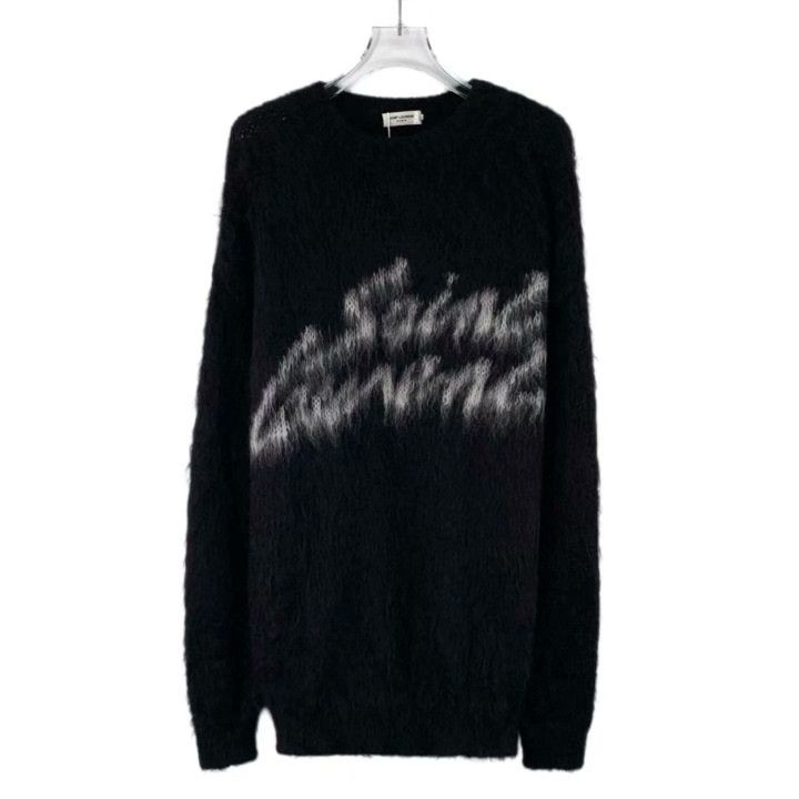Yves Saint Laurent Yves Saint Laurent Logo Mohair Crewneck Sweater Size S / US 4 / IT 40 - 1 Thumbnail