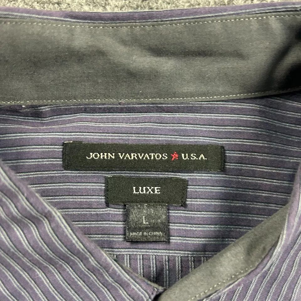 John Varvatos John Varvatos Shirt Mens Large Purple Striped Luxe Button Up Size US L / EU 52-54 / 3 - 3 Thumbnail