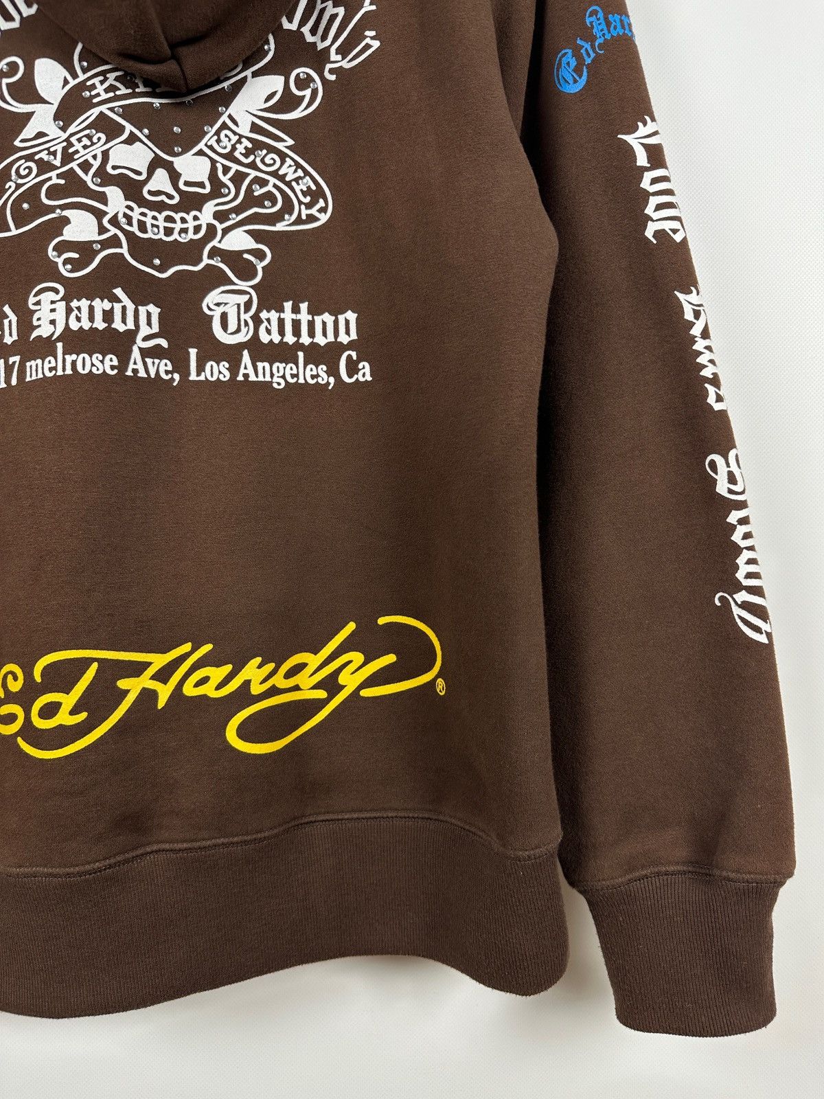 Ed Hardy Vintage Ed Hardy Rhinestones Skull Zip Up Brown Hoodie Size US M / EU 48-50 / 2 - 16 Thumbnail