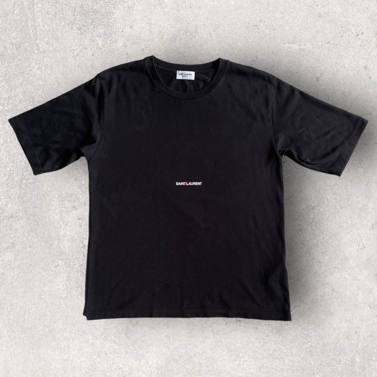 Saint Laurent Paris SLP Logo Oversize Cropped T Shirt Size XS / US 0-2 / IT 36-38 - 1 Thumbnail
