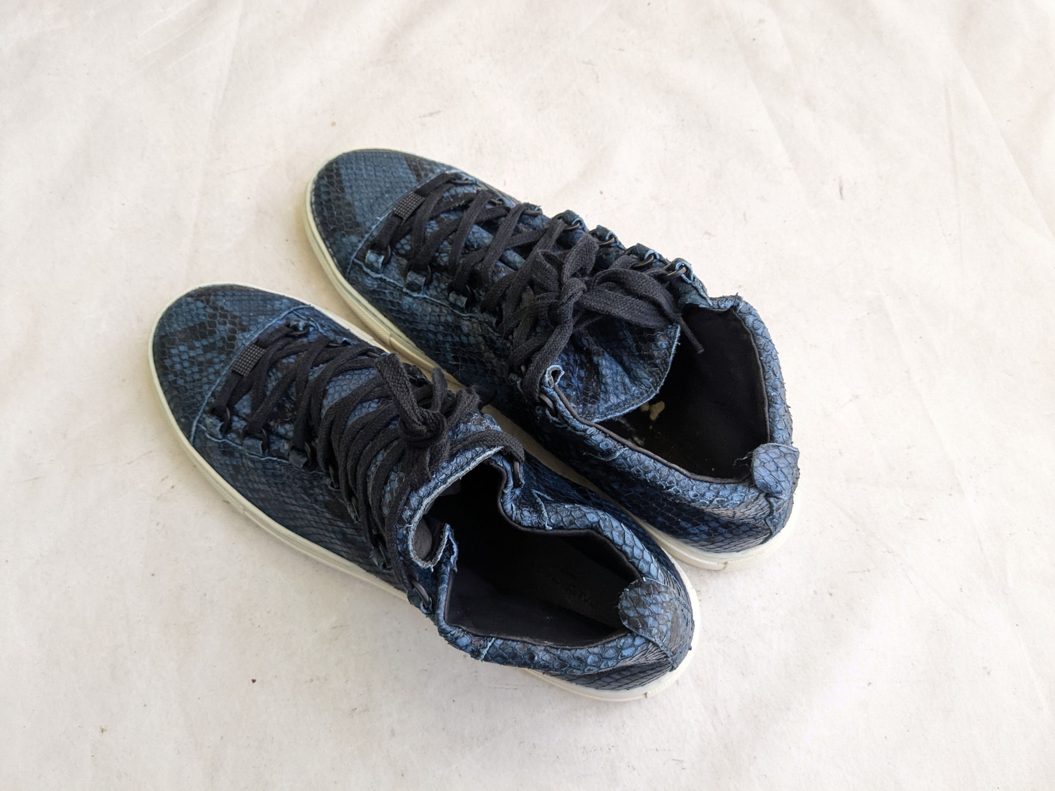 Balenciaga Balenciaga Arena Blue 12 High Tops Leather Snakeskin Size US 12 / EU 45 - 10 Thumbnail