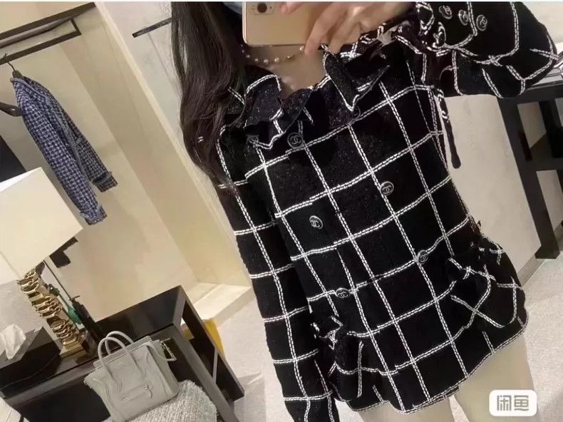 Chanel Chanel Roof series black and white plaid lotus leaf collar Size XS / US 0-2 / IT 36-38 - 8 Thumbnail