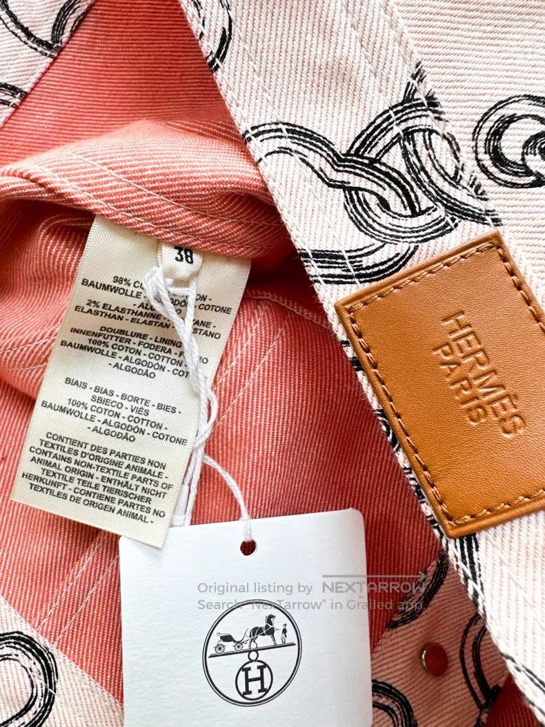 Hermes Hermes Pink Buckle Printed Long Sleeve Short Denim Jacket Size XS / US 0-2 / IT 36-38 - 6 Thumbnail