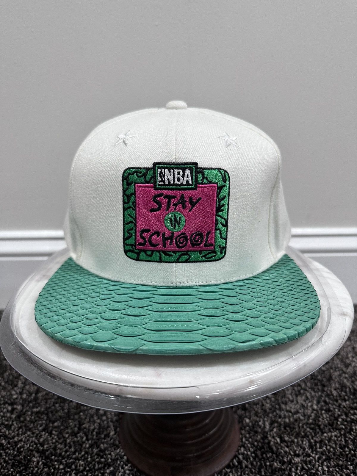 Just Don x Mitchell & Ness NBA Stay in School White/Teal Hat