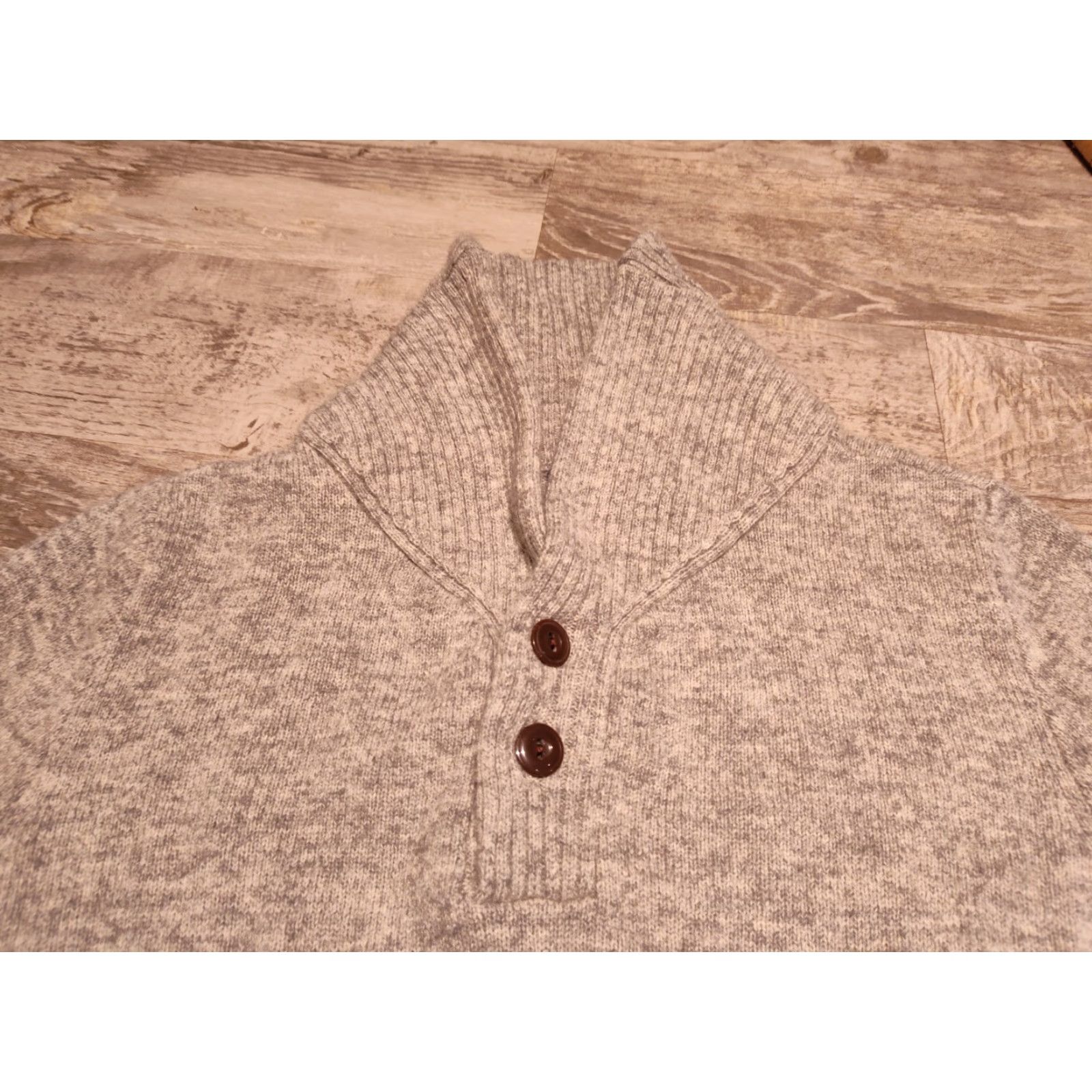 Faconnable Faconnable Sweater Mens L Gray Lambs Wool Blend Button Shawl Neck Pullover Size US L / EU 52-54 / 3 - 7 Thumbnail