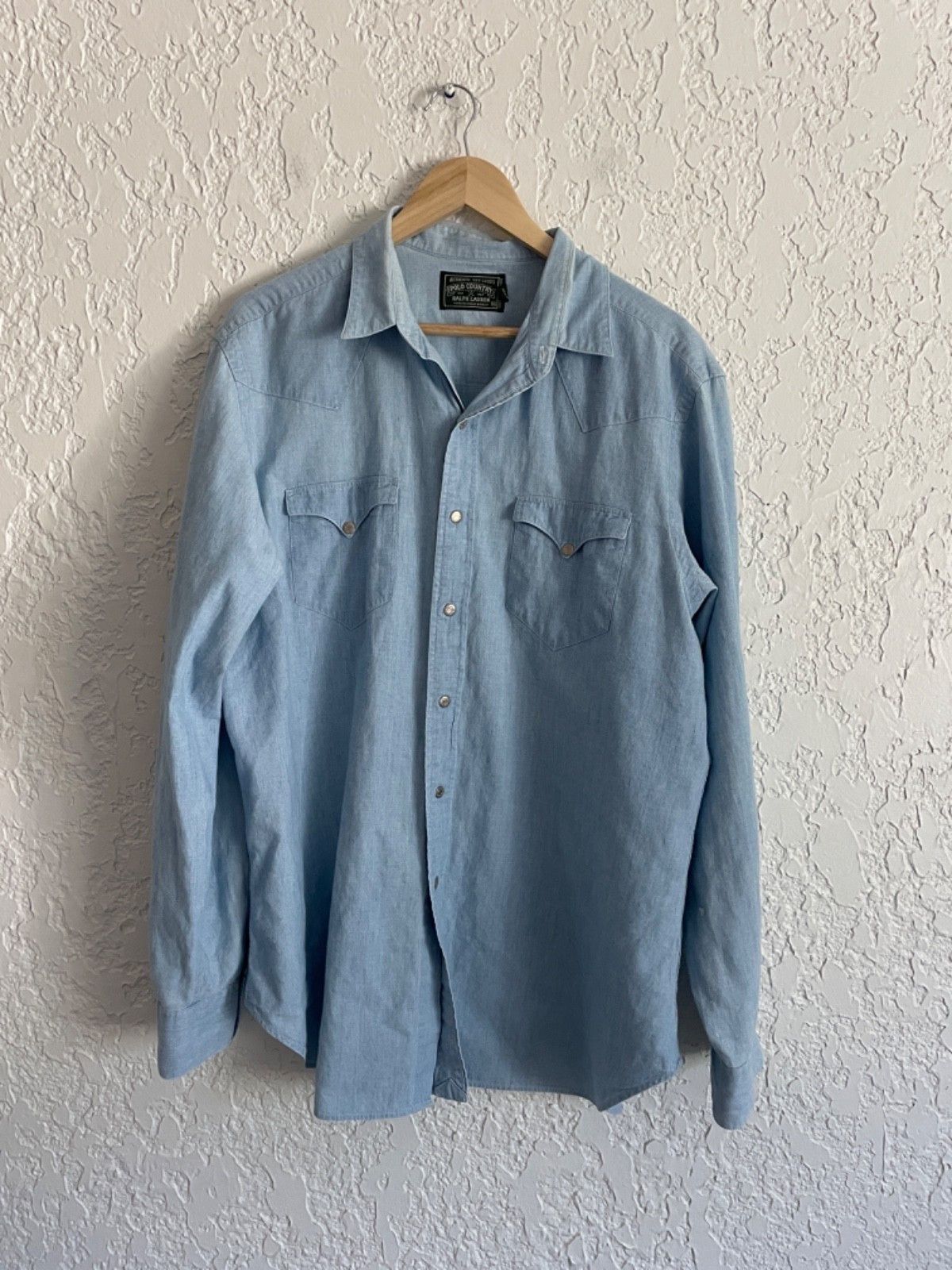 🔥 Polo Country® RARE Vintage 90s Chambray Western Shirt