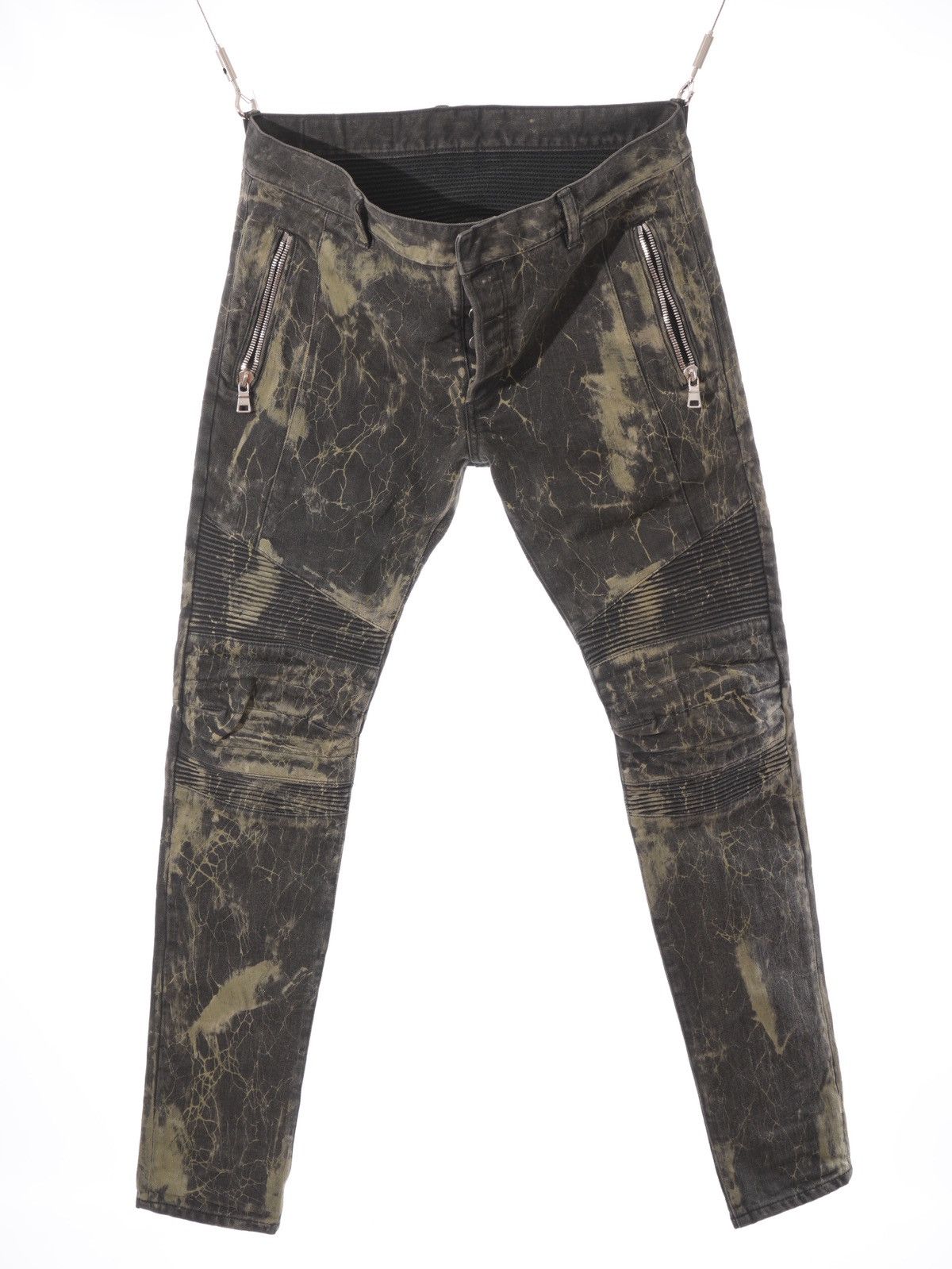 Balmain Balmain Blue Acid Washed Denim Biker Jeans 34 Size US 34 / EU 50 - 1 Thumbnail