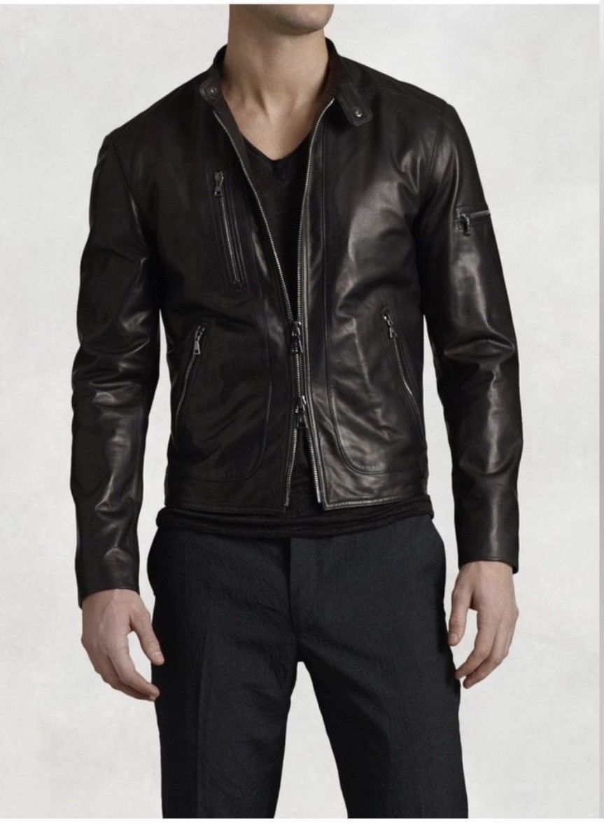 John Varvatos Lambskin Leather Moto Jacket EU 54 USA 44 Size US L / EU 52-54 / 3 - 1 Thumbnail