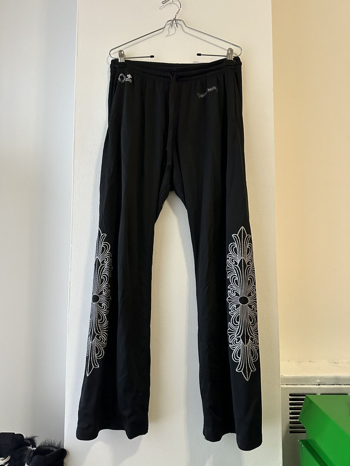 image of Chrome Hearts Floral Mesh Flare Pants in Black, Men's (Size 34)