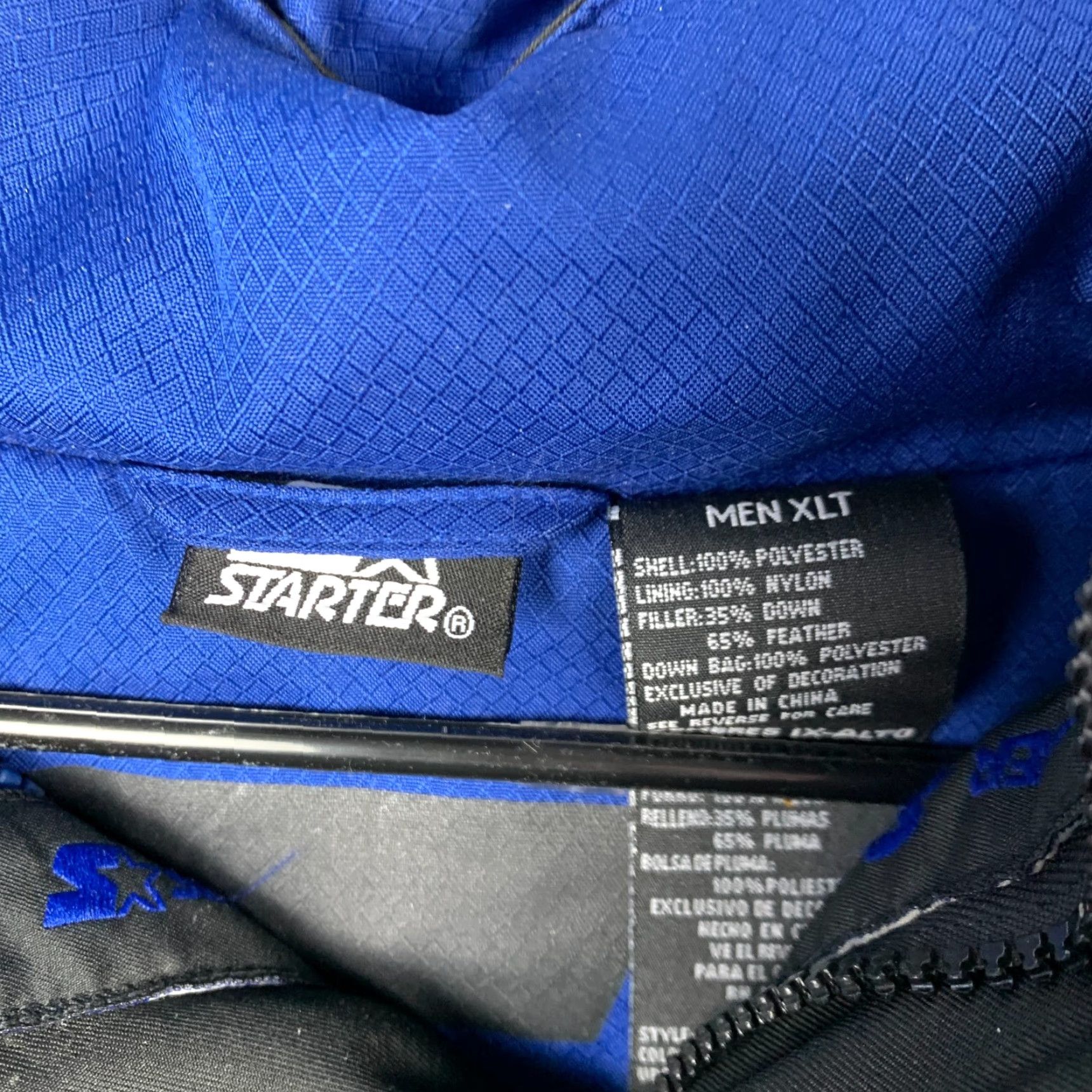 Starter VINTAGE Starter Down Jacket Coat Black Royal Blue 90s Puffer Jacket XLT Mens Size US XL / EU 56 / 4 - 4 Thumbnail