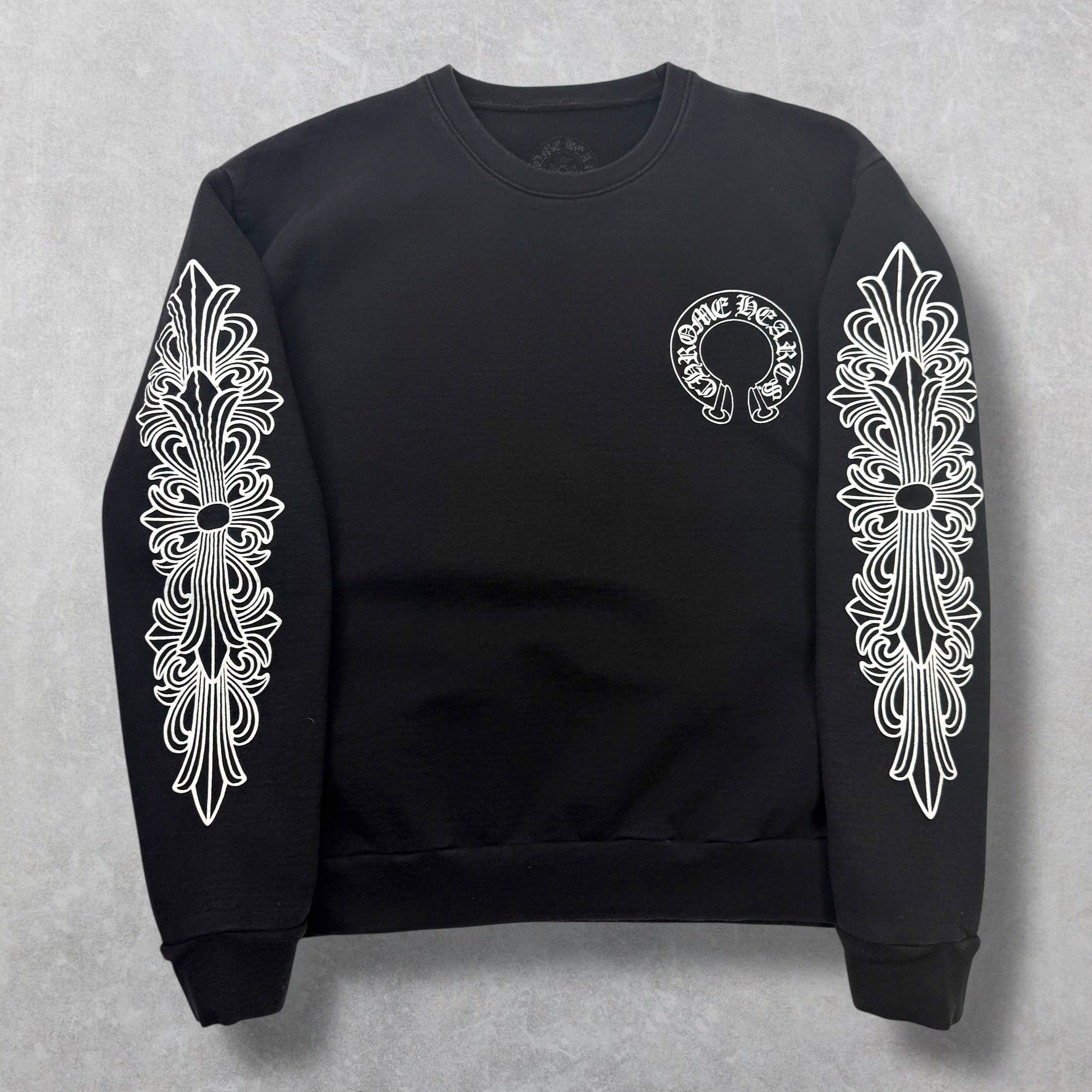Chrome Hearts Chrome Hearts Horseshoe Floral Crewneck Black S Size US S / EU 44-46 / 1 - 1 Thumbnail