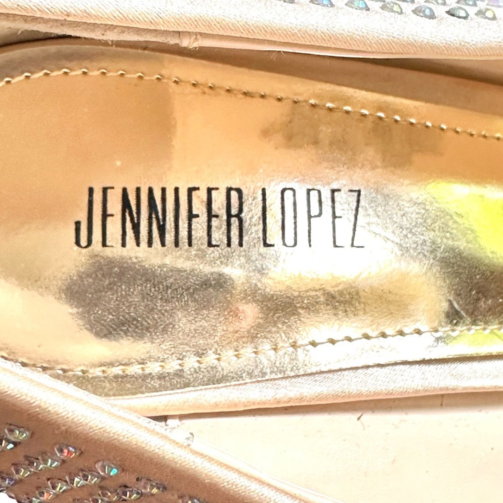 Jennifer Lopez JLO Taupe Platinum Faux Diamond Studded Platform Heels Size US 8 / IT 38 - 5 Thumbnail