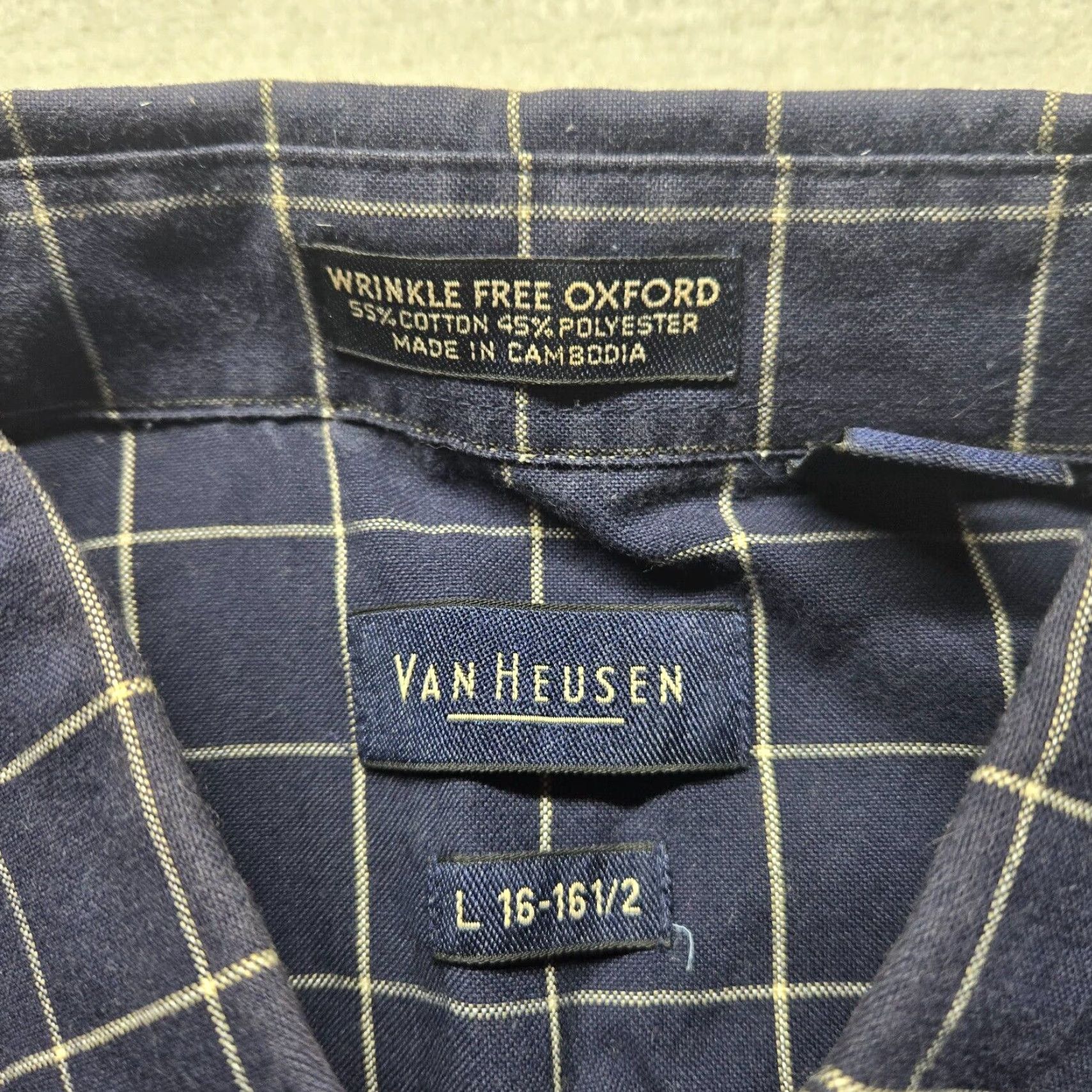 Van Heusen Van Heusen Shirt Dress Shirt Men 16.5 Blue Long Sleeve Button Up Regular Fit Size 46R - 3 Thumbnail