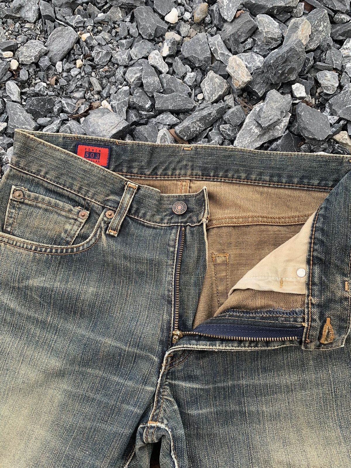 Edwin VINTAGE EDWIN 503ZZ RUSTY MUDWASH JAPANESE DISTRESSED DENIM Size US 30 / EU 46 - 15 Thumbnail
