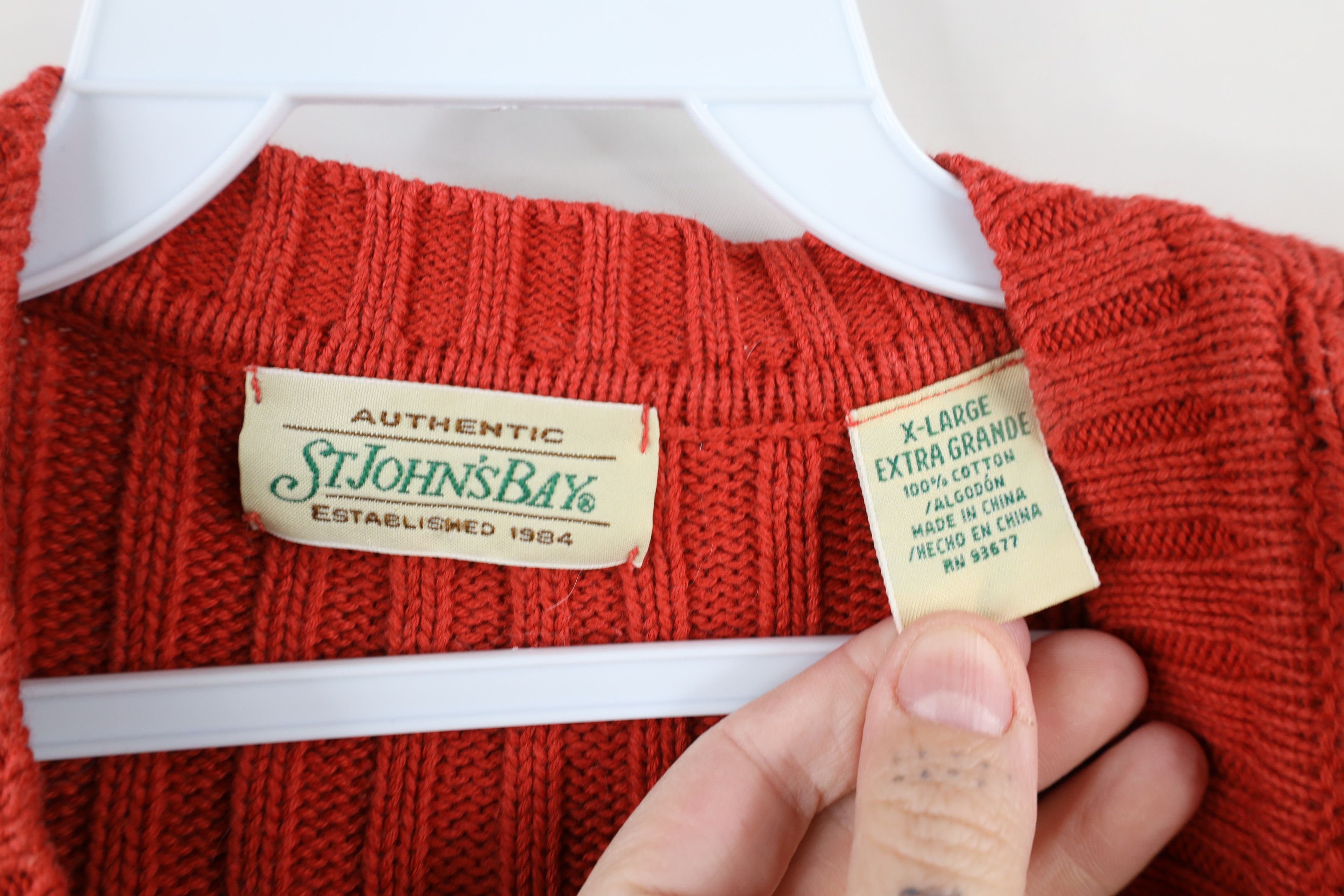 Vintage Vintage 90s Streetwear Cotton Ribbed Knit Sweater Orange Size US XL / EU 56 / 4 - 5 Thumbnail