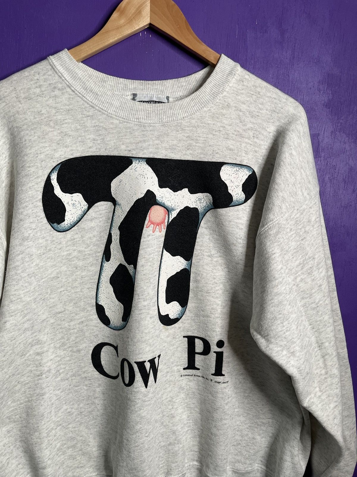 Vintage Vintage 90s Cow Pi logo sweatshirt Size US XL / EU 56 / 4 - 3 Thumbnail