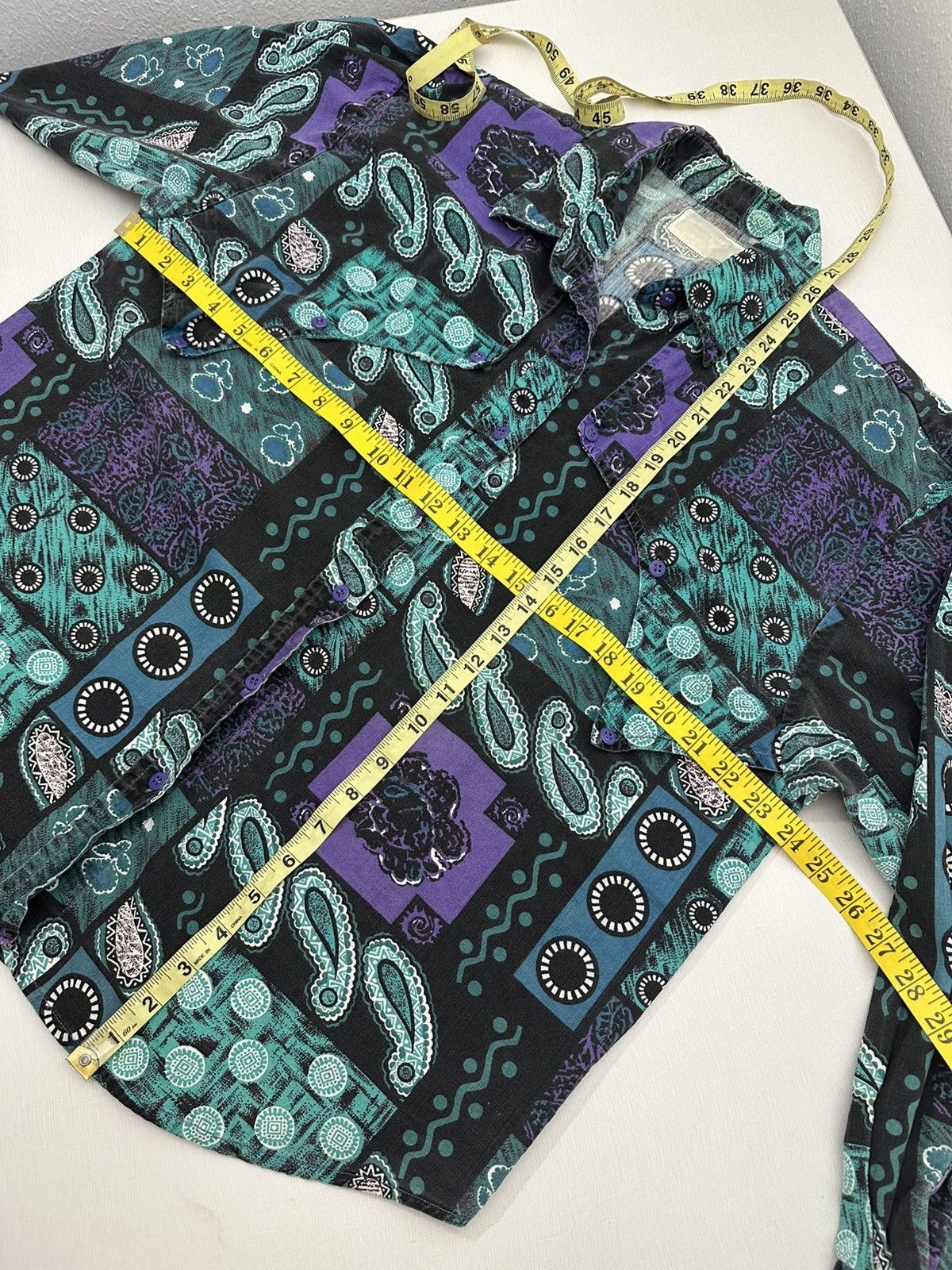 Other Vintage 80s Women’s Western Shirt Abstract Paisley Button Up Size XL / US 12-14 / IT 48-50 - 7 Thumbnail