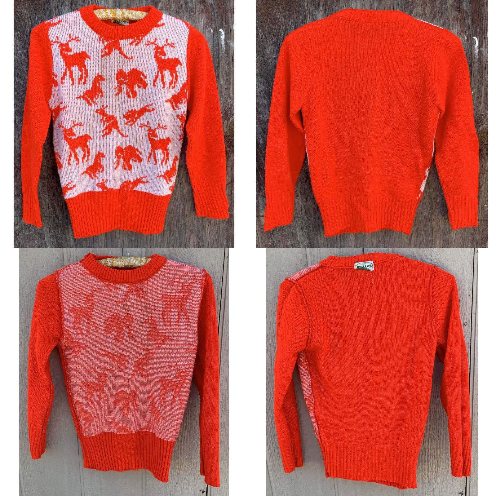 PONY VINTAGE Acrylic Knit Sweater Animals Deer Lion Elephant Horse Pony 60s Spuncraft Inc Sweater Women S Red Pullover KnIT Long Sleeve Knit Char/.. Size S / US 4 / IT 40 - 9 Thumbnail