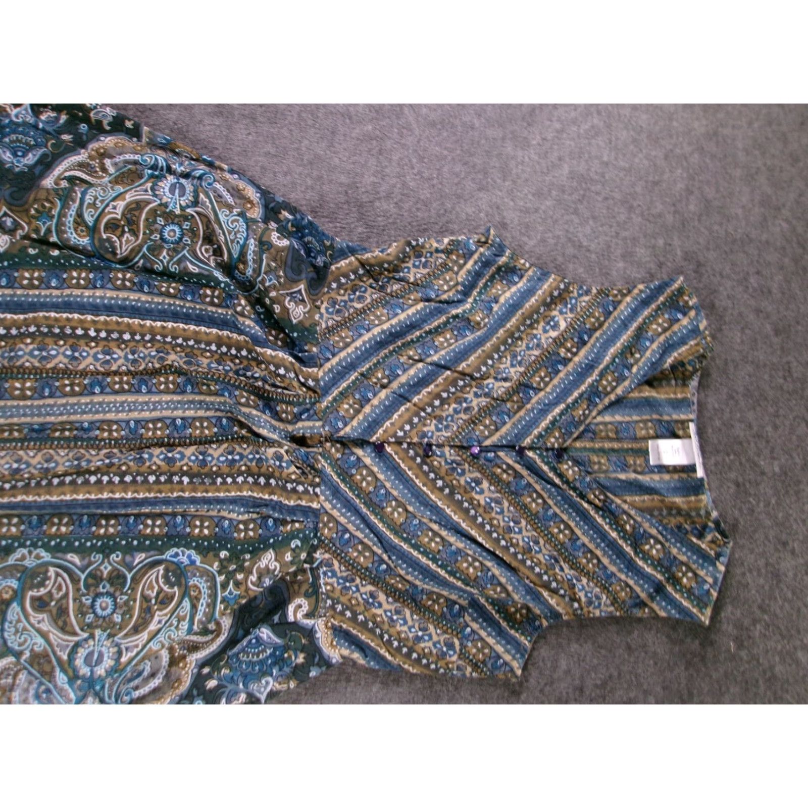 Vintage Serengeti Dress Womens M Maxi Paisley Sleeveless V Neck Cotton Blue Green Flowy Size M / US 6-8 / IT 42-44 - 2 Thumbnail