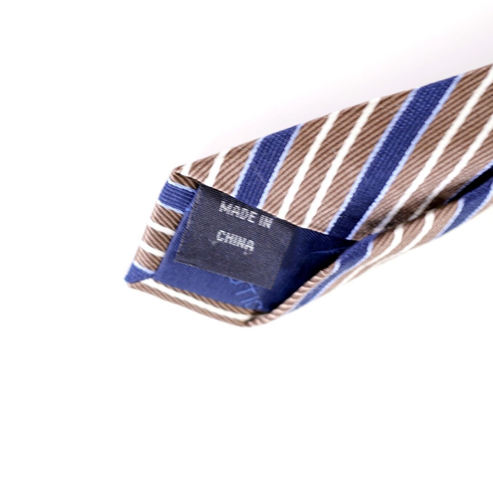 Nautica Nautica Brown Blue Striped Woven Silk Tie Size ONE SIZE - 4 Thumbnail