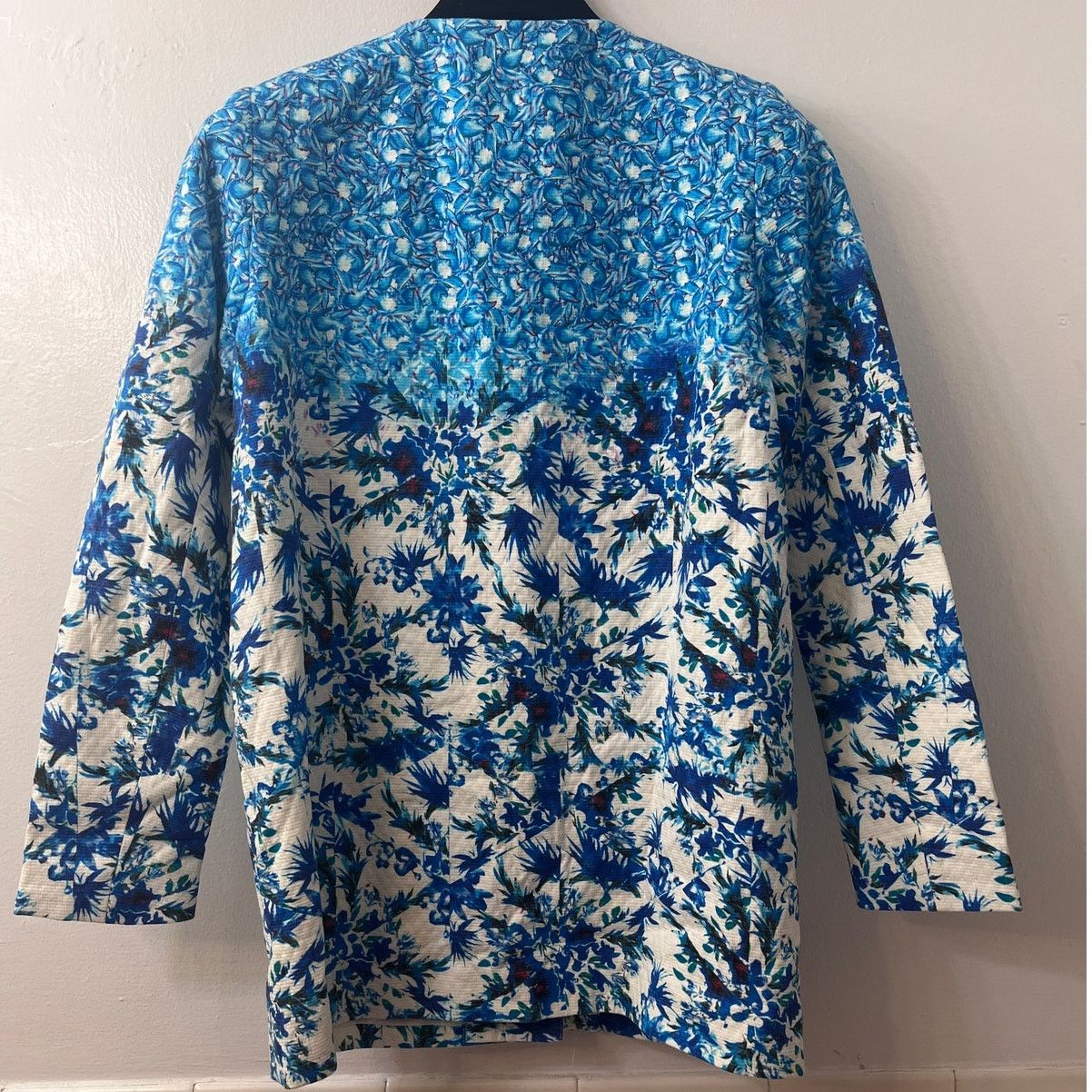See U Soon Blue Floral Linen Blend Jacket - Size: 1
