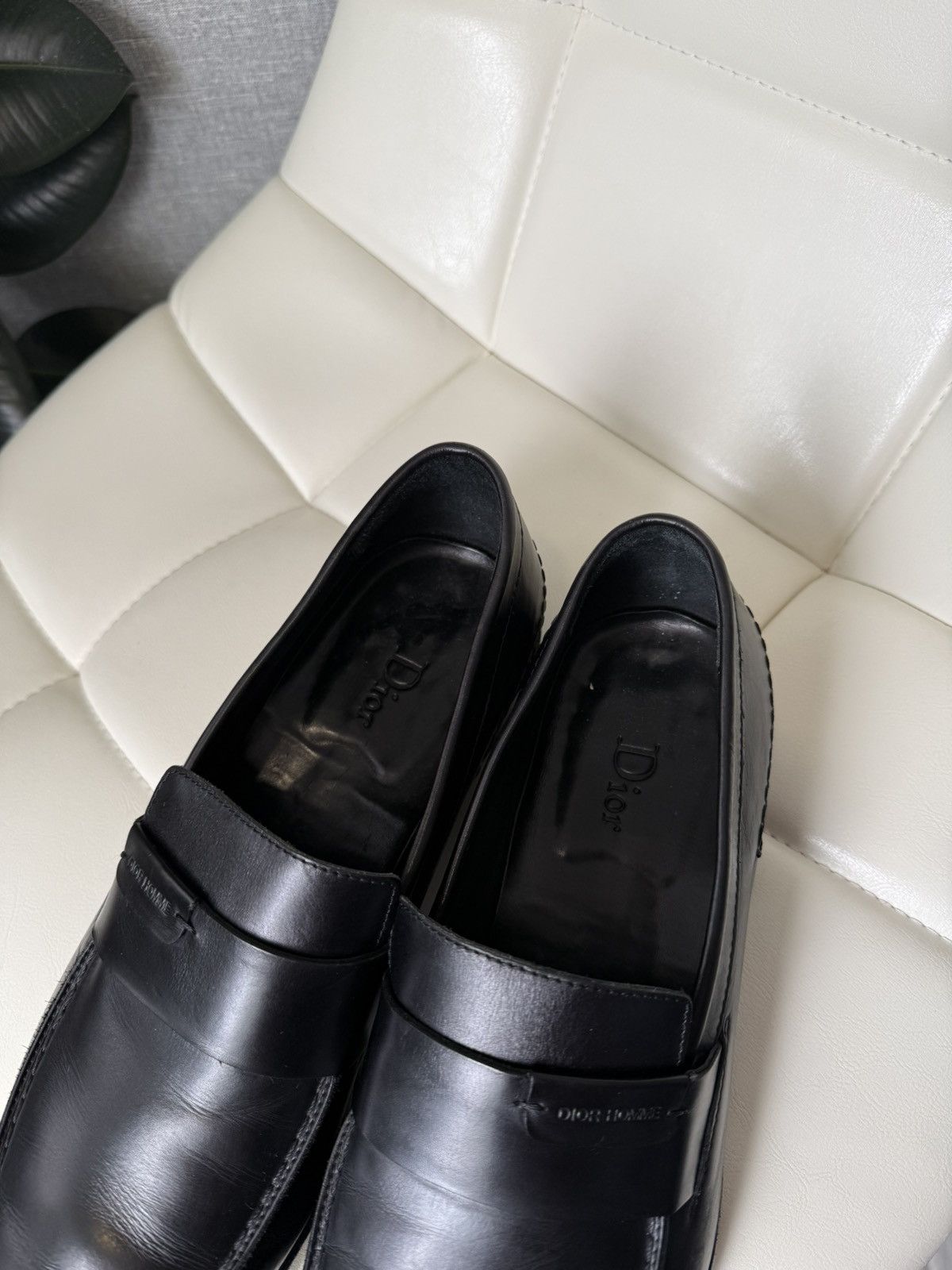 Rare Dior Homme Black Leather Penny Loafers CD Shoes Size 43