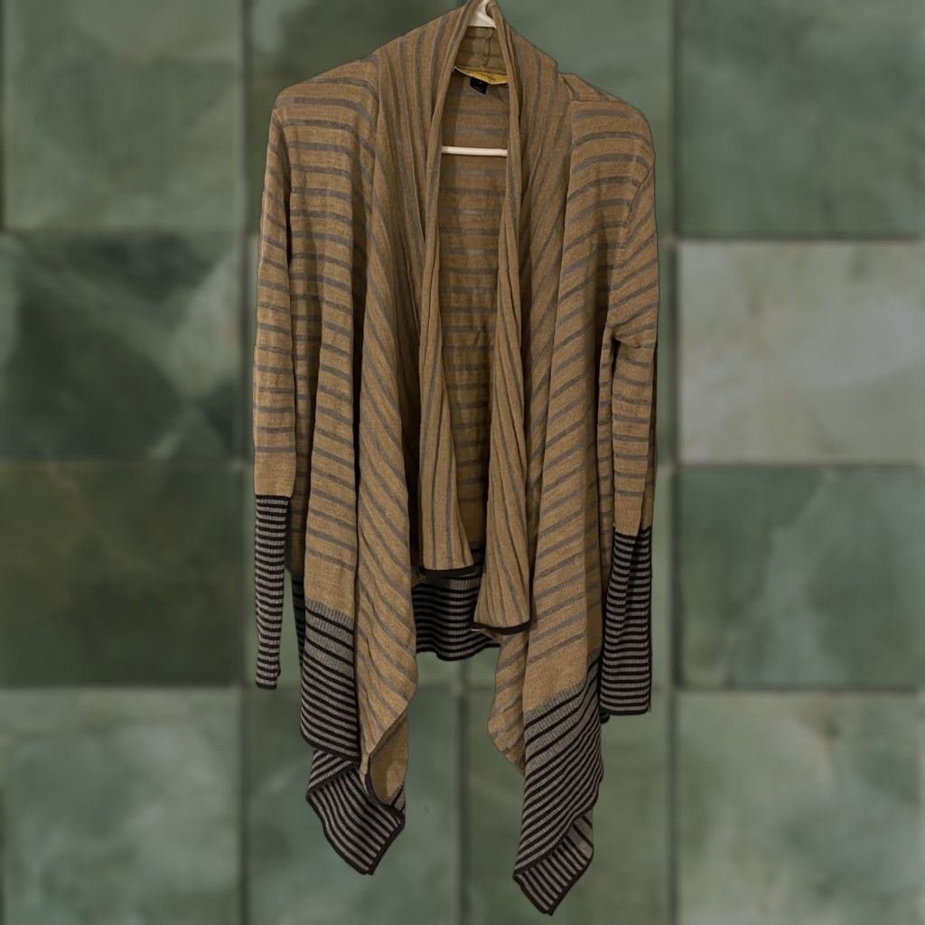 St. John St John Knits Sweater Cardigan Striped Wool Blend Dark Camel/Melange sz M Womens Regular Size M / US 6-8 / IT 42-44 - 1 Thumbnail