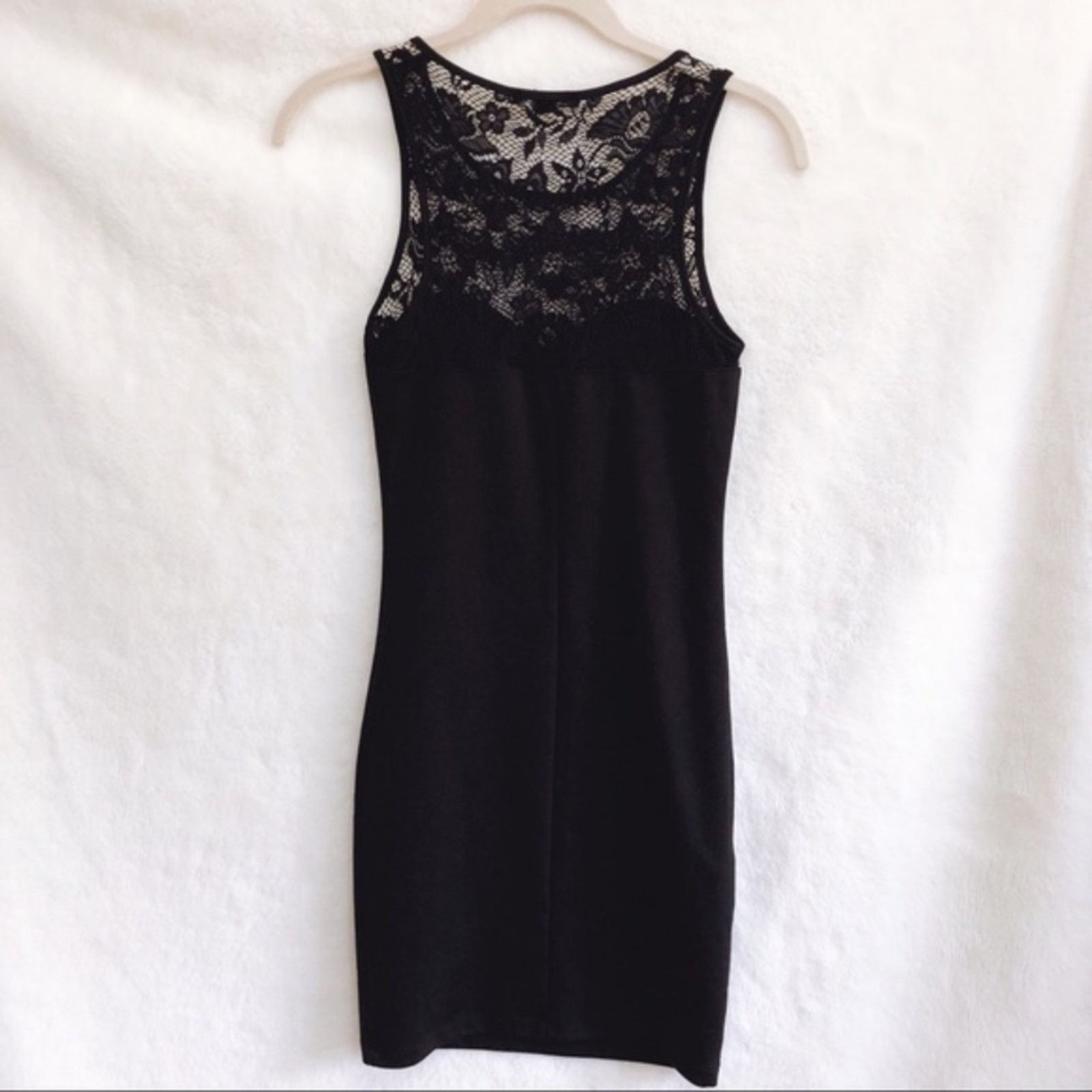 Forever 21 Forever 21 Black Body Con Top Lace Mini Dress Size S / US 4 / IT 40 - 4 Thumbnail