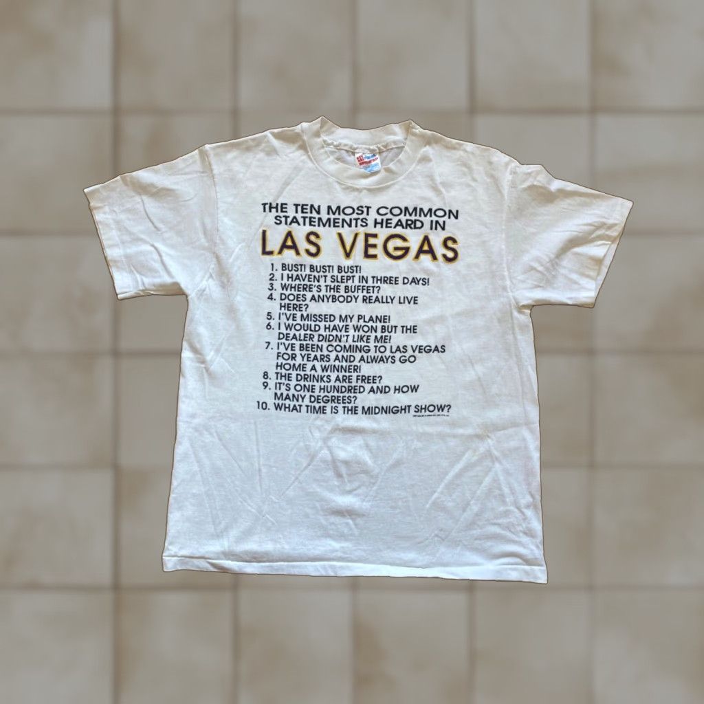 Vintage VINTAGE Funny Gambling Las Vegas Cards graphic T shirt Single Stitch Sz L Mens White Size US L / EU 52-54 / 3 - 1 Thumbnail
