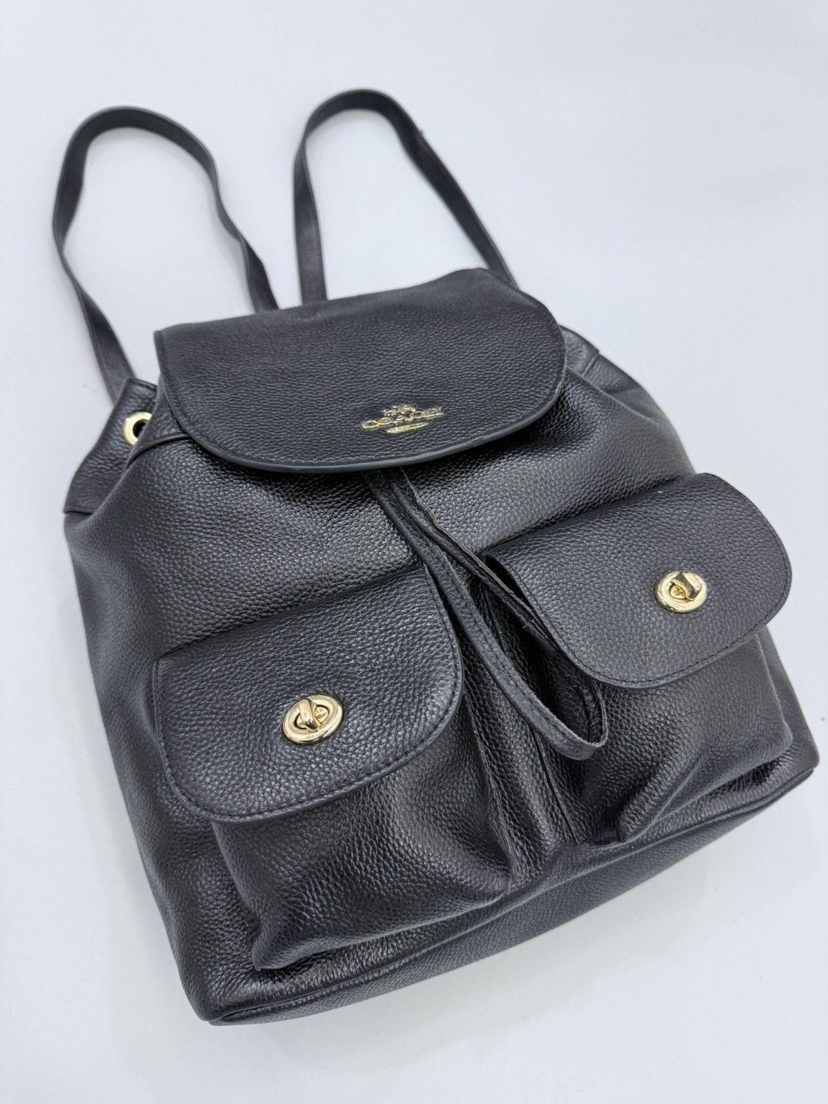 Coach Coach New York Signature Black Genuine Leather Backpack Size ONE SIZE - 2 Thumbnail