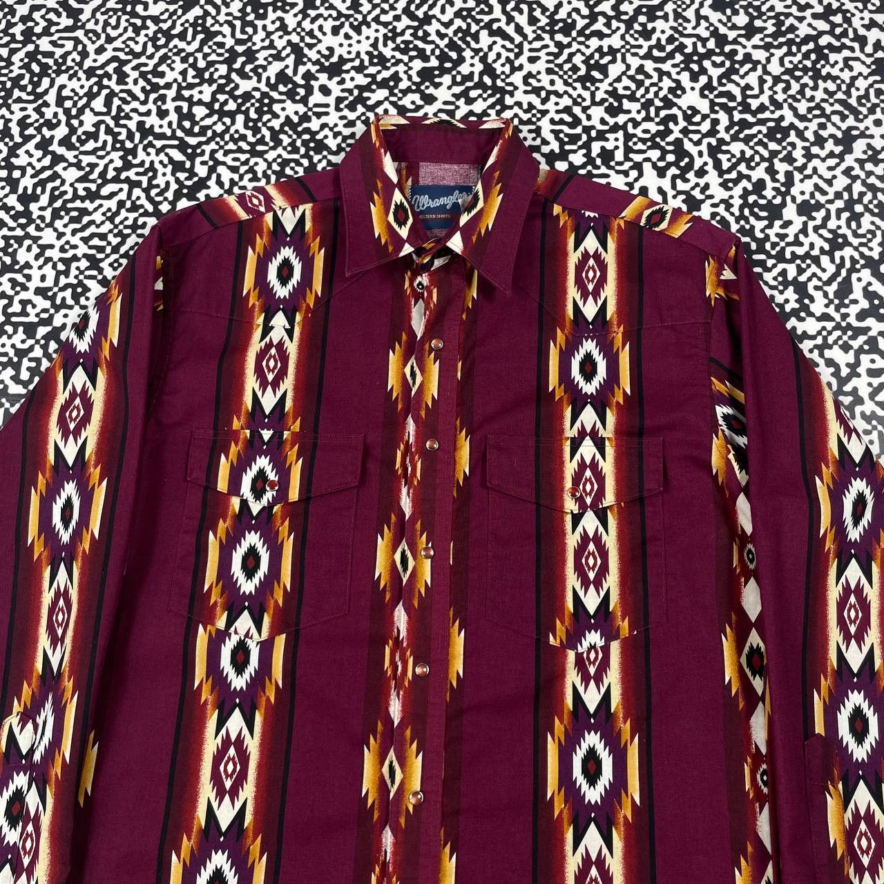 Vintage Vintage 90s Wrangler Western Aztec Shirt Rare Retro Style Size US M / EU 48-50 / 2 - 4 Thumbnail