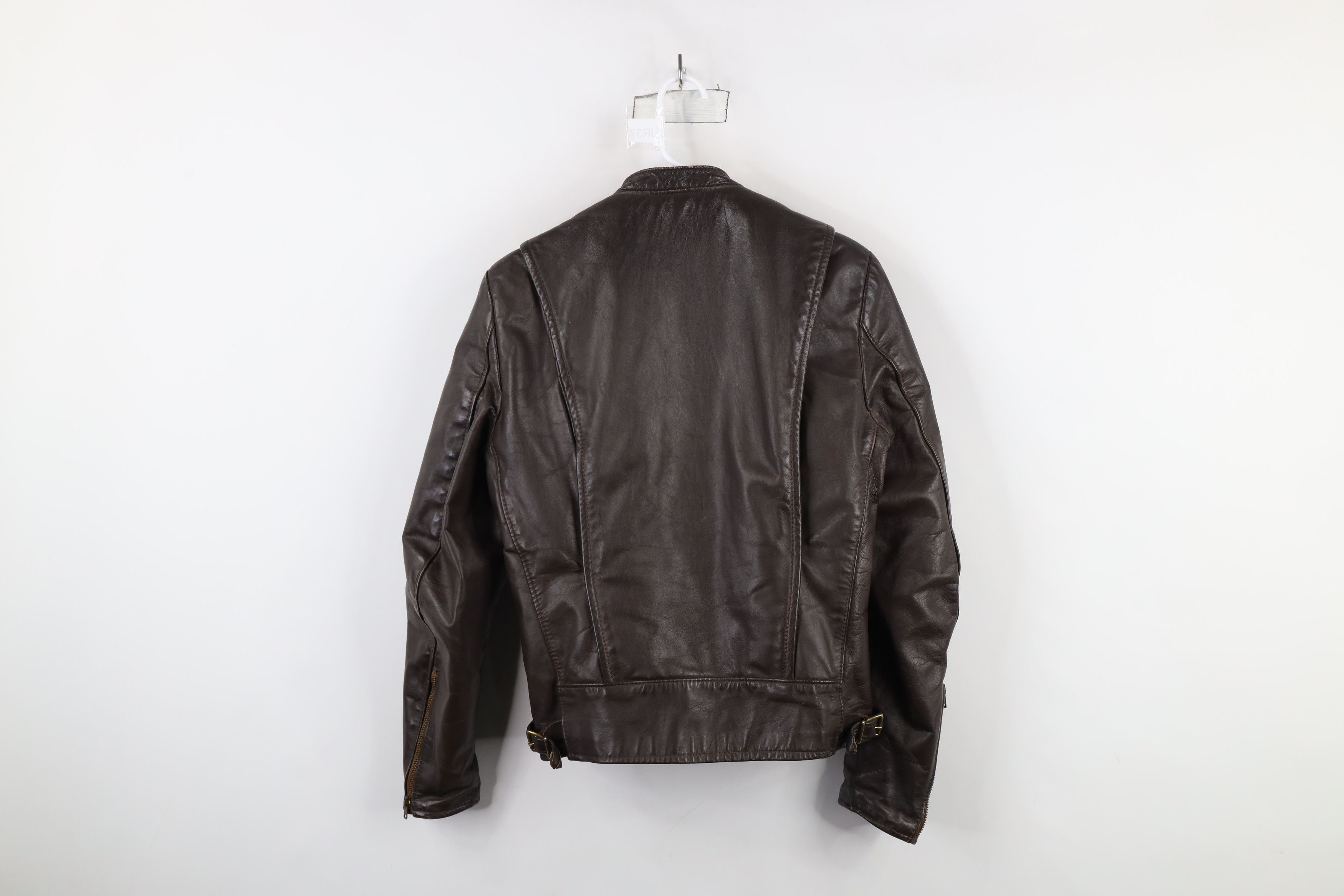 Vintage Vintage 60s Lined Leather Buckle Back Racer Jacket Brown USA Size M / US 6-8 / IT 42-44 - 13 Thumbnail