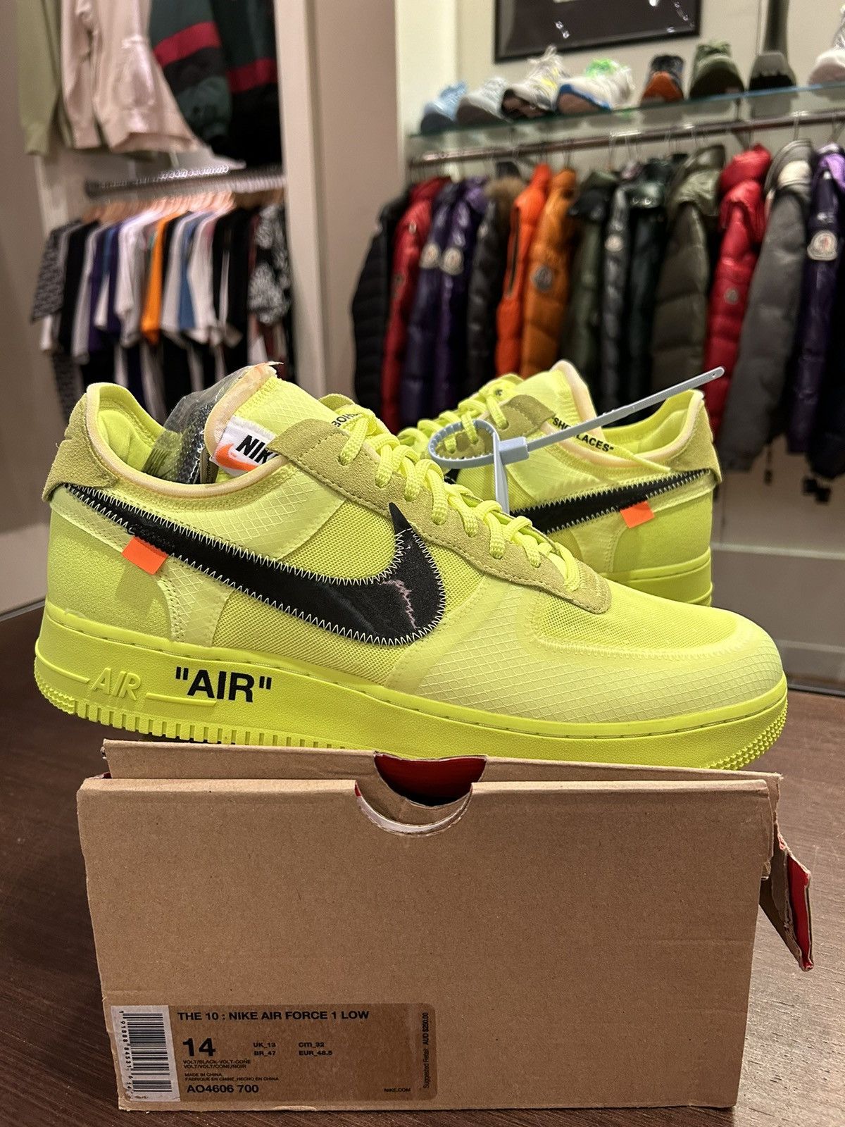 Nike Nike Air Force 1 Low Off-White Volt Size US 14 / EU 47 - 2 Thumbnail