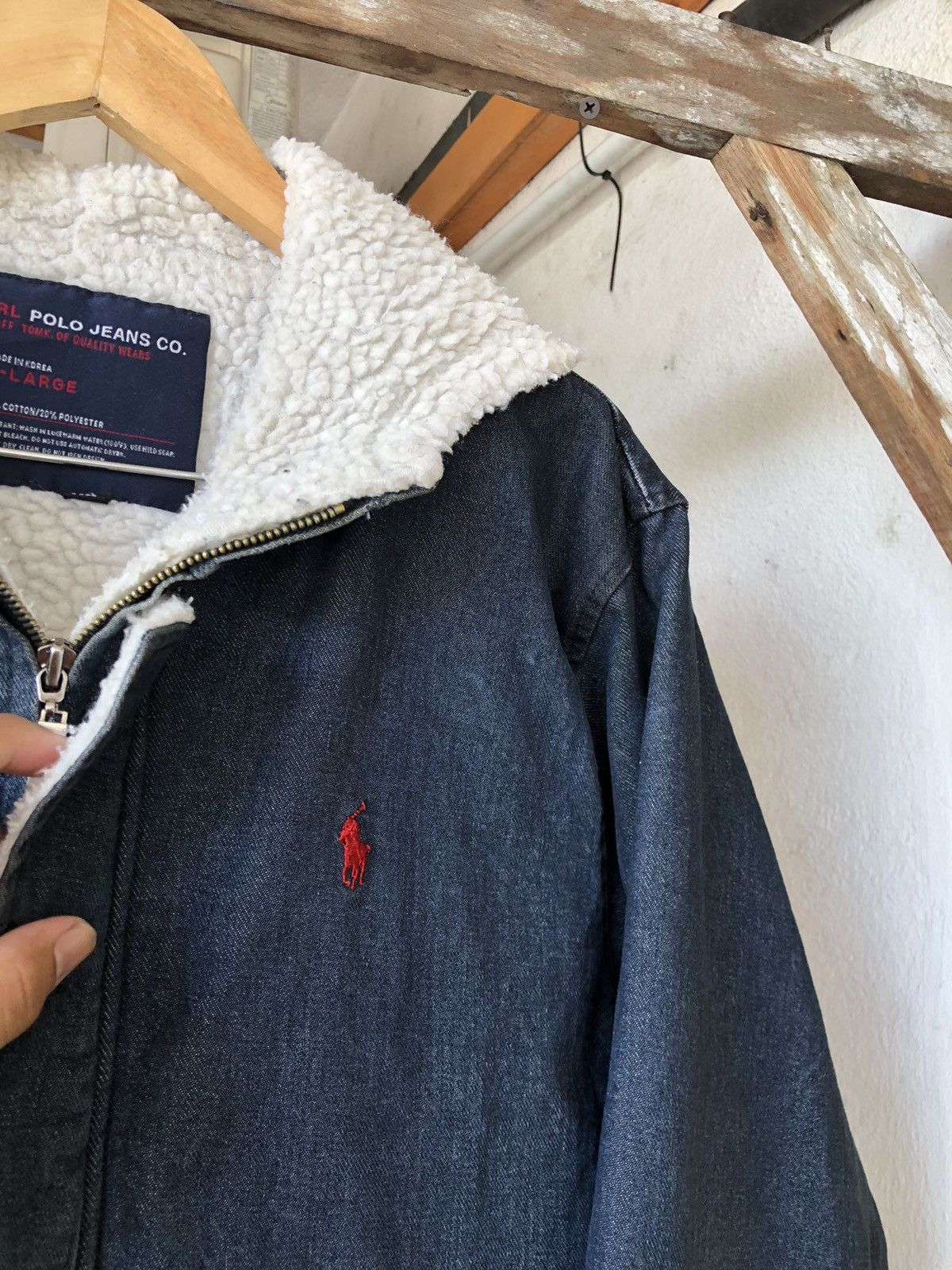 Polo Ralph Lauren Vintage Polo Ralph Lauren Denim Sherpa Jacket With Hoodie Size US XL / EU 56 / 4 - 7 Thumbnail