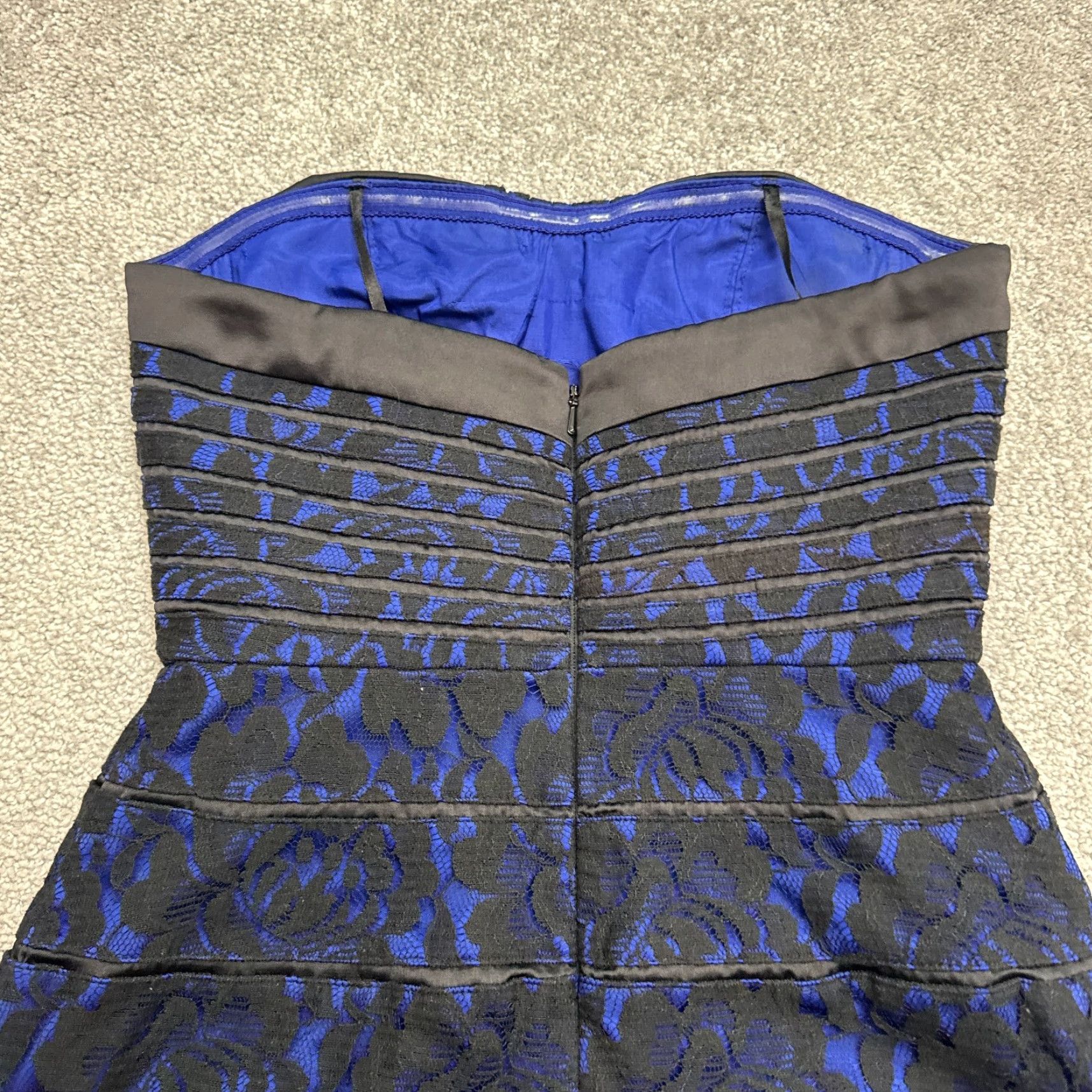 AQUA VINTAGE? Aqua Lace Strapless Pencil Mini Dress Womens 2 Black Blue Floral Party Cocktail Size XS / US 0-2 / IT 36-38 - 3 Thumbnail