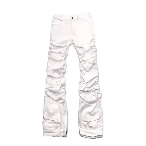 Other Pure white patchwork pleated stacked hip-hop rap jeans Size US 32 / EU 48 - 1 Thumbnail