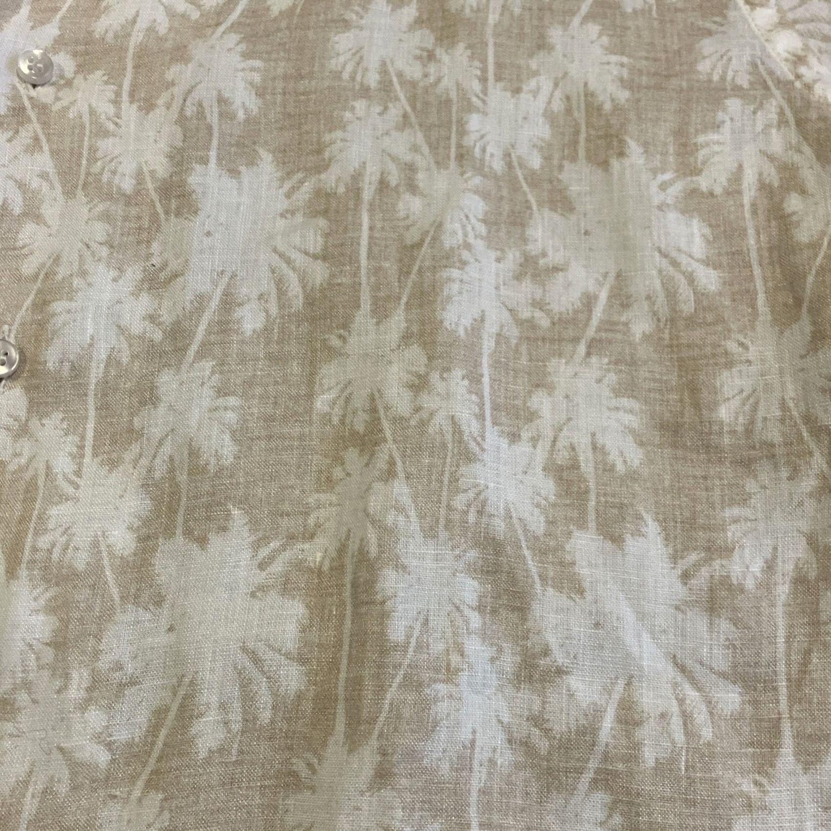 Vintage FEFE Shirt Short Sleeve 100% Linen Hawaiian Palm Tree Pattern L Beige Mens Regular Button-Up Size US L / EU 52-54 / 3 - 2 Thumbnail